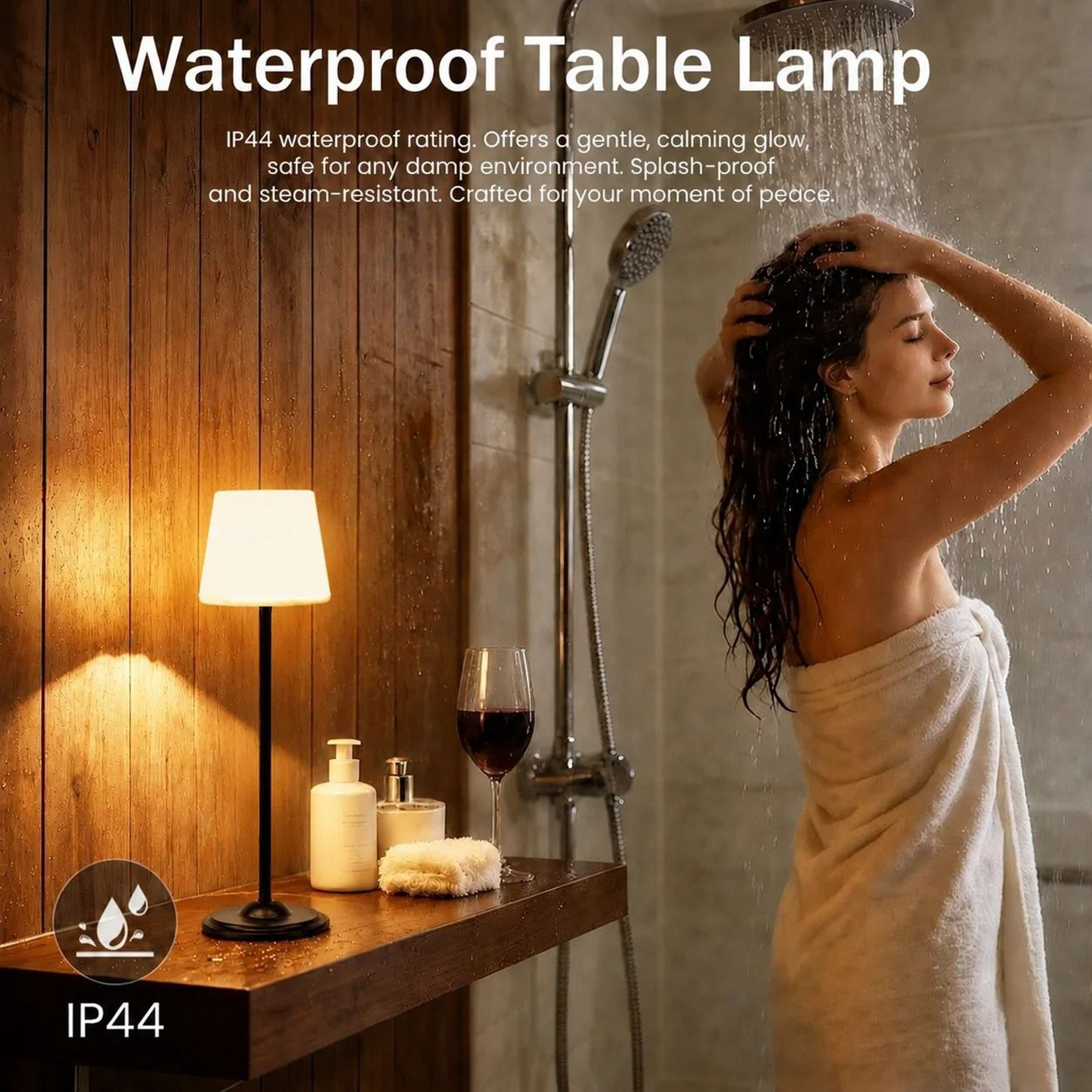 Rechargeable Shower Light 1800mAh Touch Sensor LED Desk Lamp 3 Color Lighting Modes Home Bedroom 2