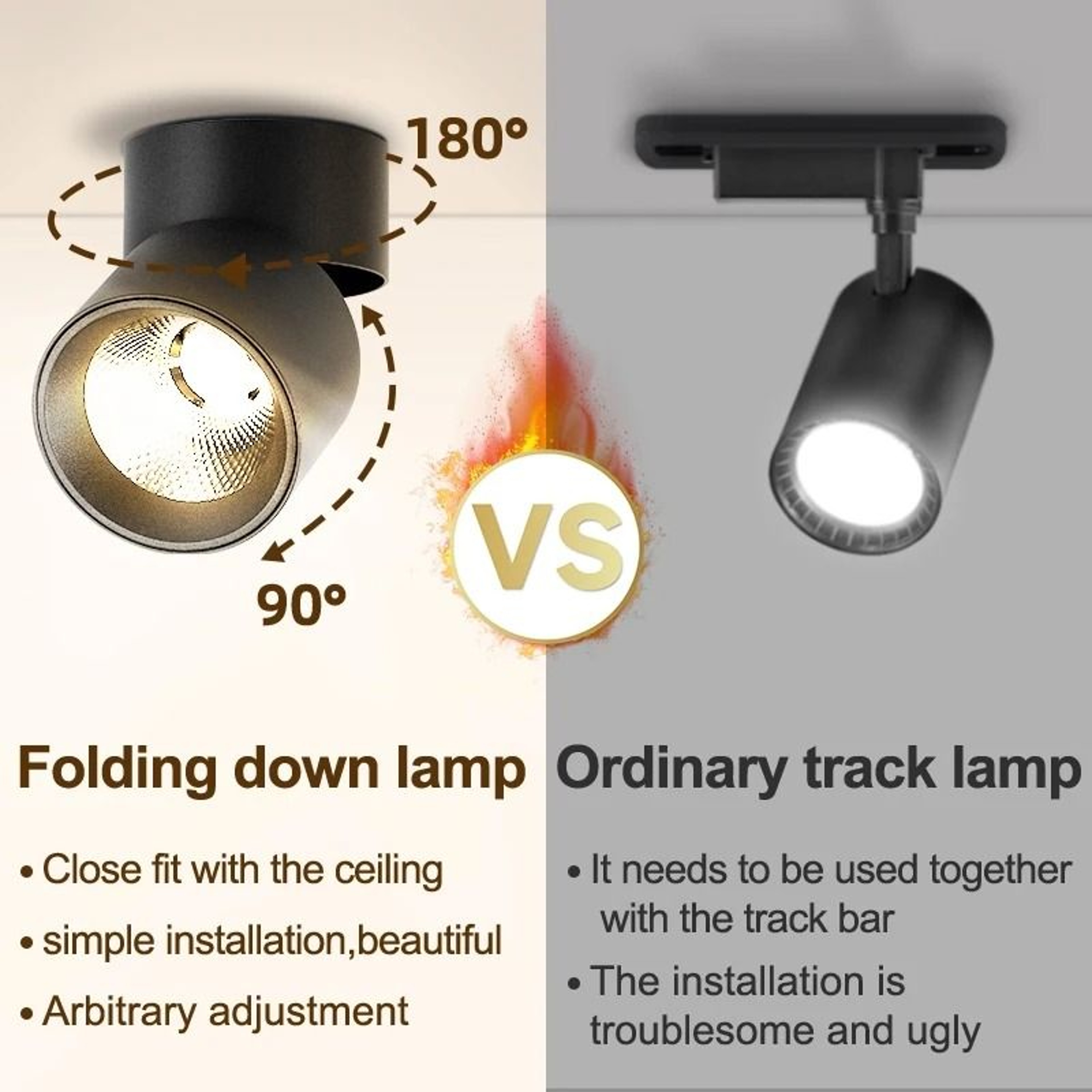 LED Downlight Foldable Tri Color Spot Light 7W 10W 15W Surface Mounted Ceiling Lamp Living Room 1