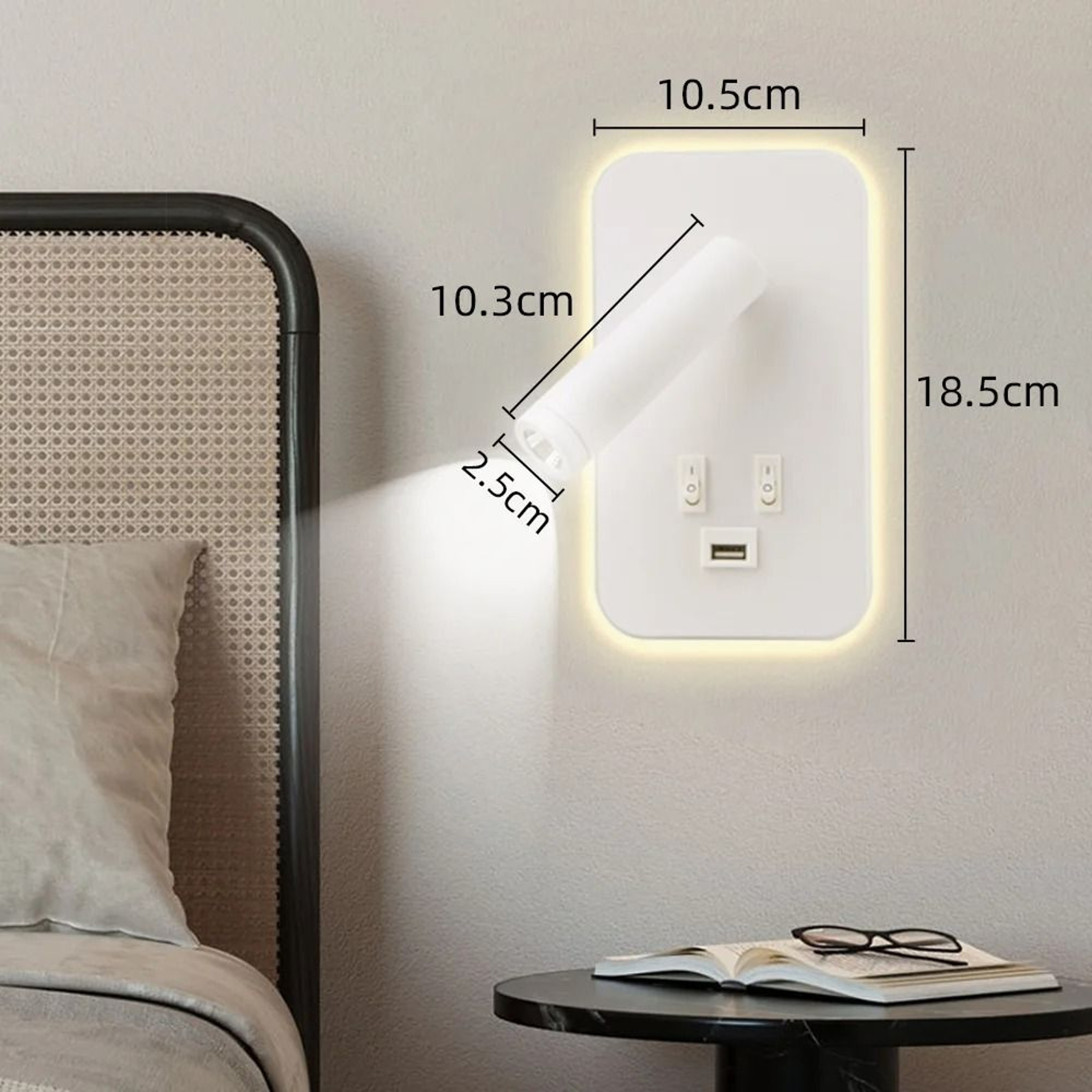 Reading Wall Lamp With USB 13W Rotatable Bedside Wall Light Double Switch LED Bedroom Spot Lights 6
