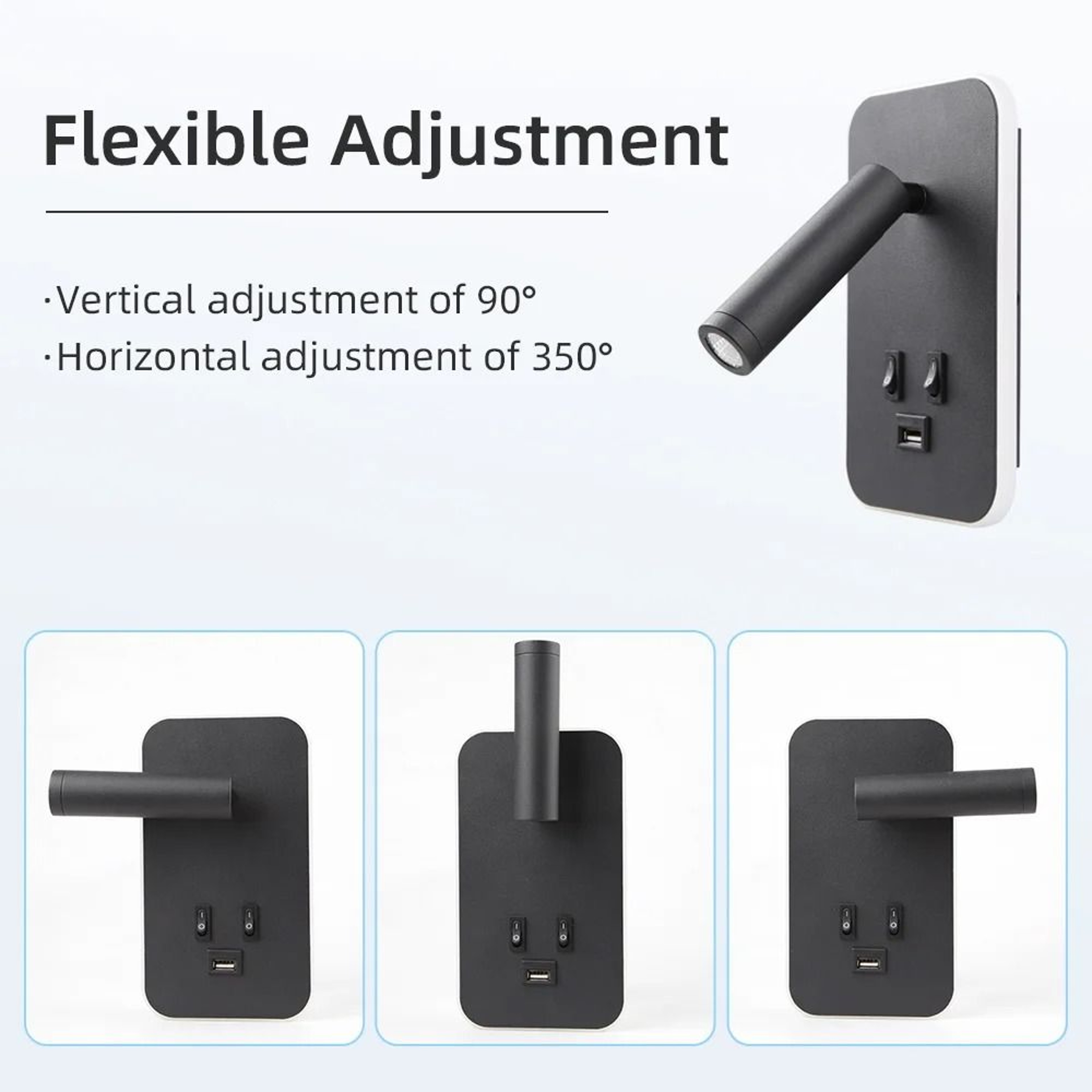 Reading Wall Lamp With USB 13W Rotatable Bedside Wall Light Double Switch LED Bedroom Spot Lights 1