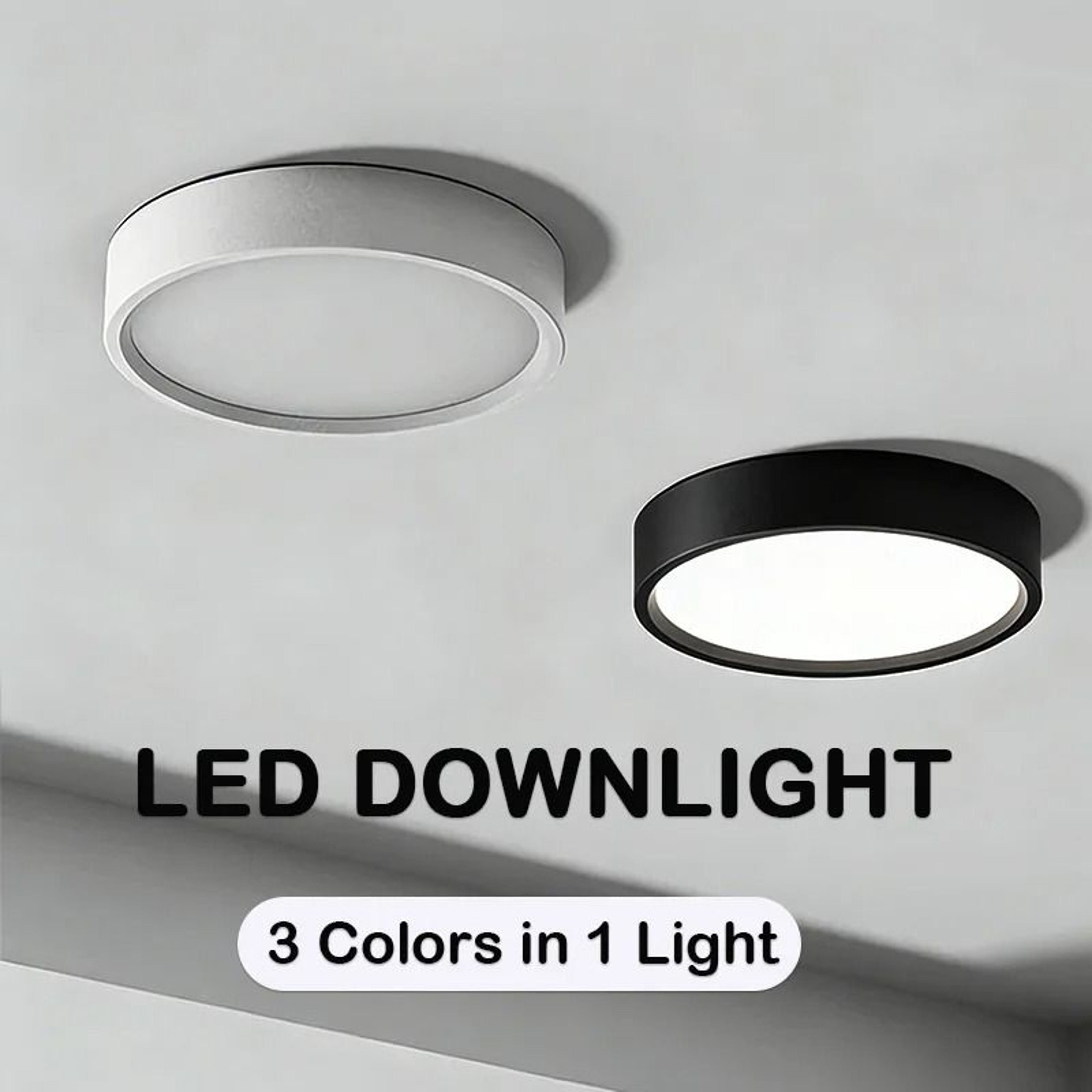 3 Color LED Ceiling Light Surface Mounted Ultra Thin Downlight Panel Lamp 0