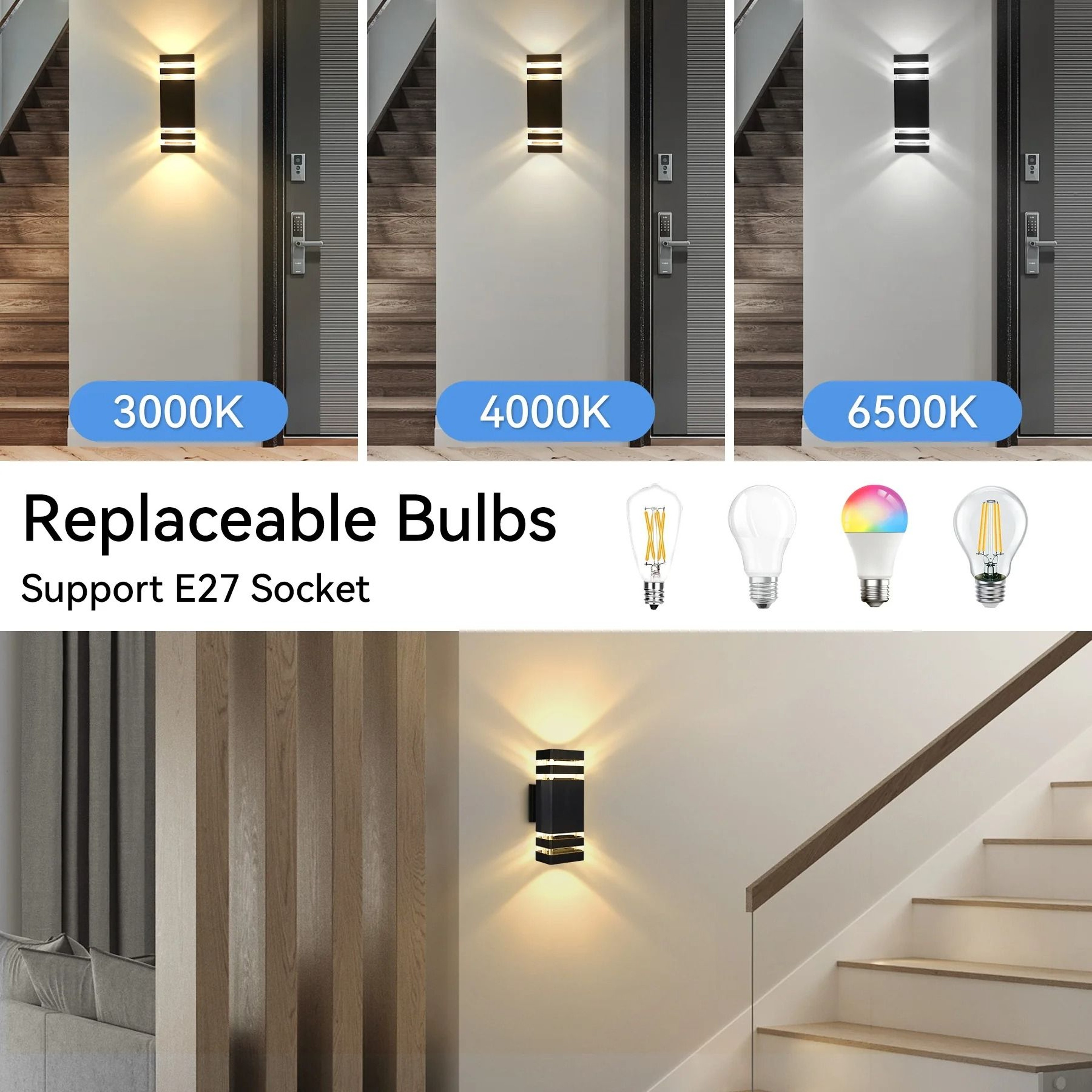 IP66 Waterproof Outdoor Wall Light Exterior Wall Lamp E27 Replaceable Bulb Garden Light 3
