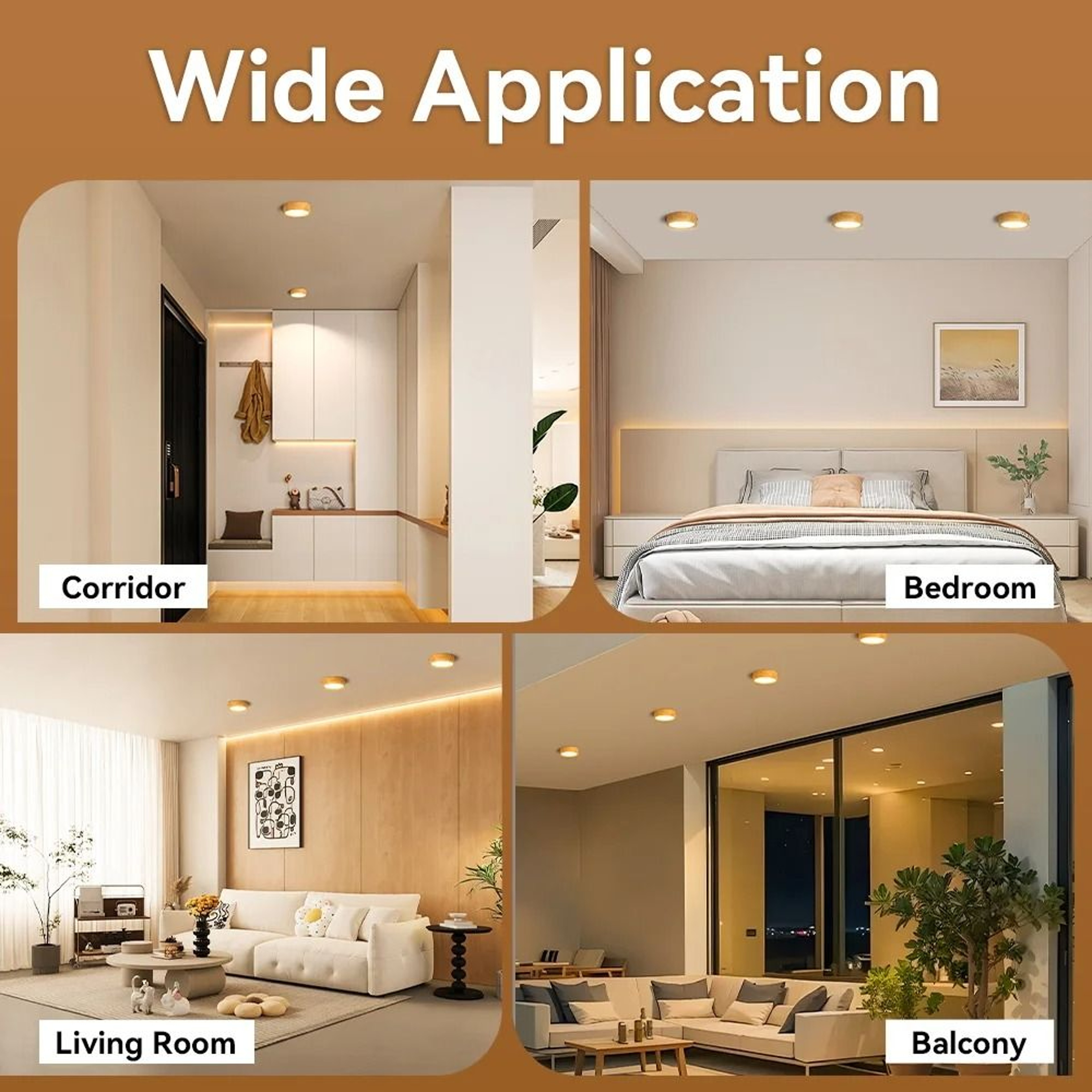 Wood Grain Gold LED Downlight 3 Colors Ceiling Light Spot Lamp Ultra Thin Panel Living Room 4