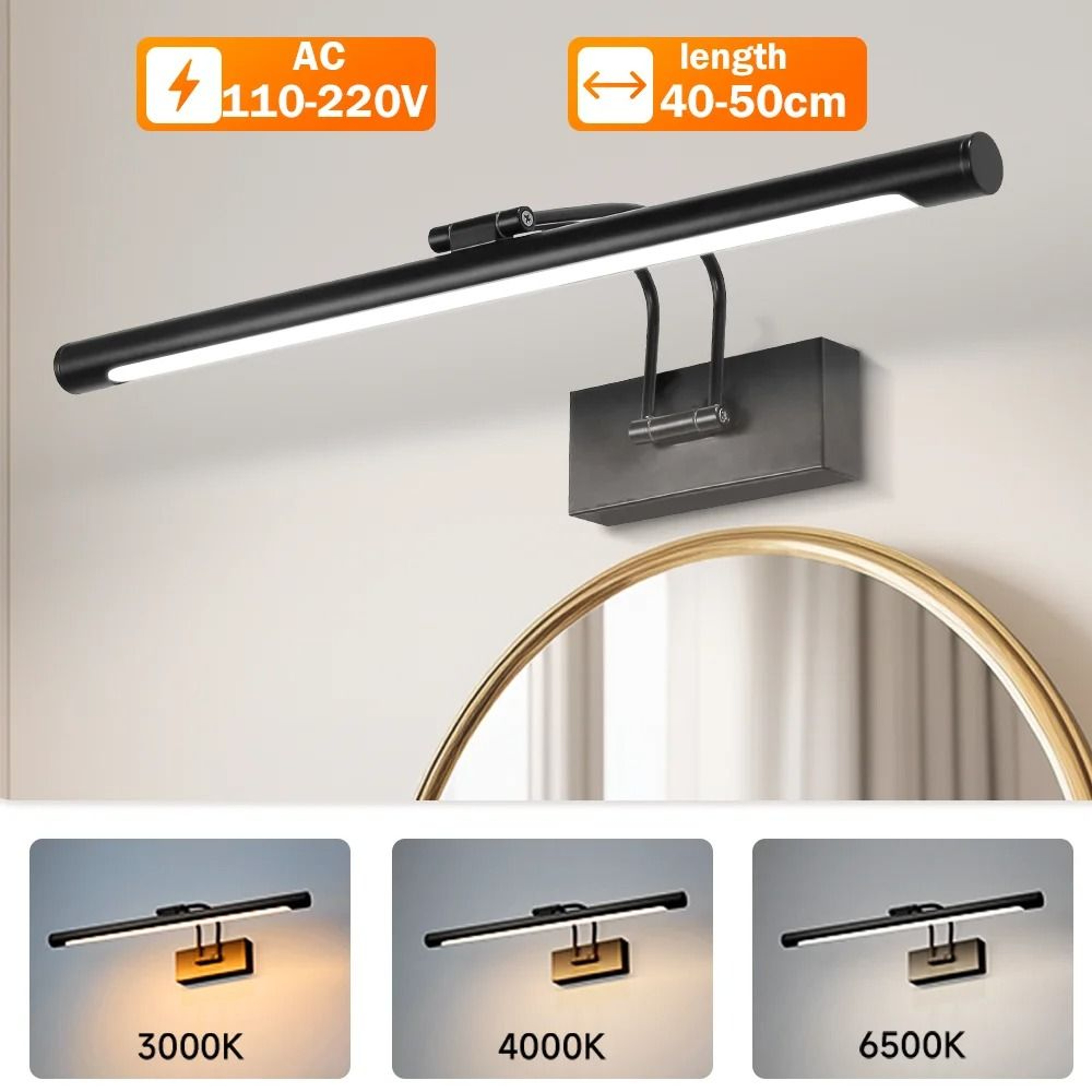 LED Mirror Light Vanity Lamp 110220V 3 Colors Wall Light Spotlights Dressing Table 9