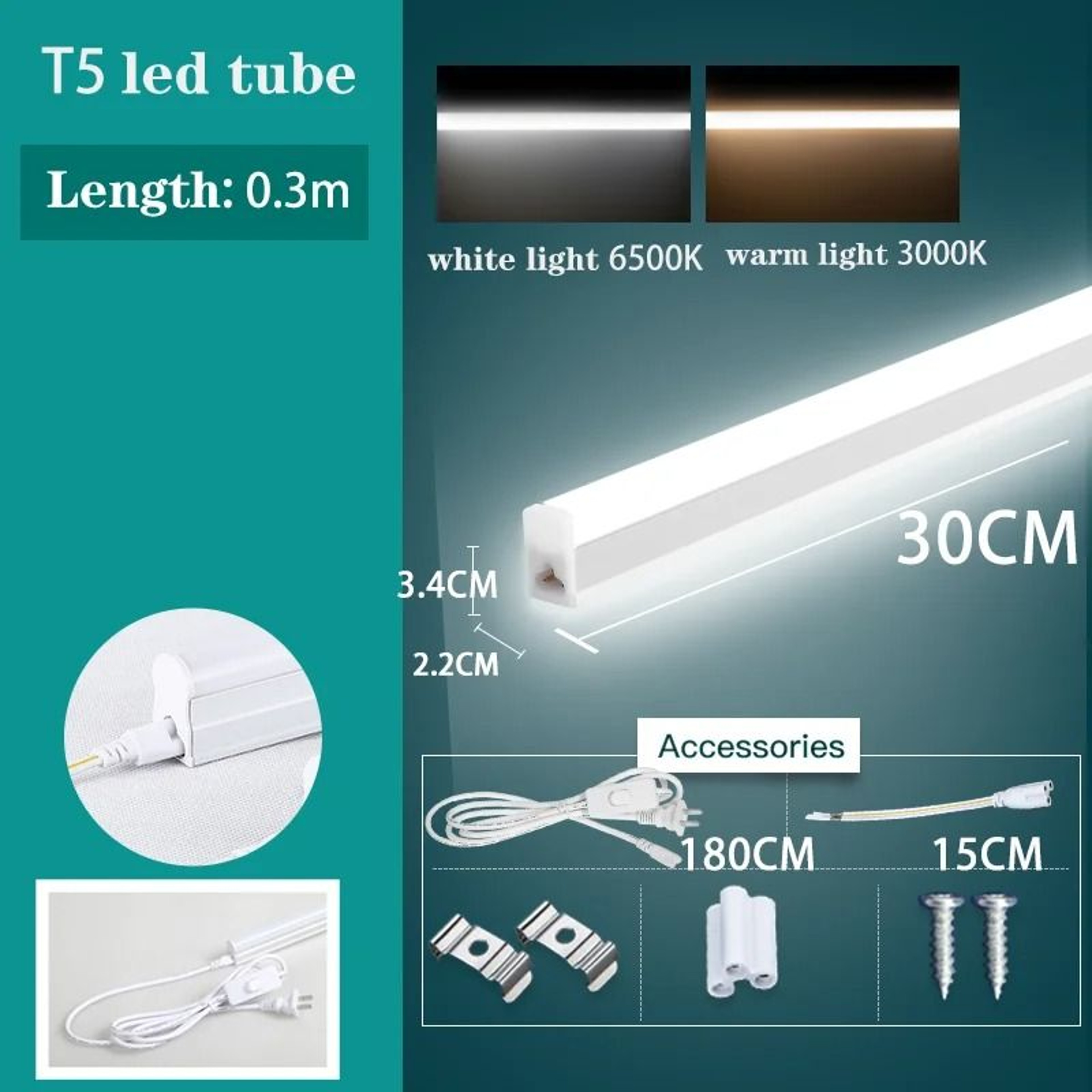 LED Tube Light T5 T8 Super Bright 220V Home Kitchen Cabinet Lamp Tube Bar Living Room Bedroom 5