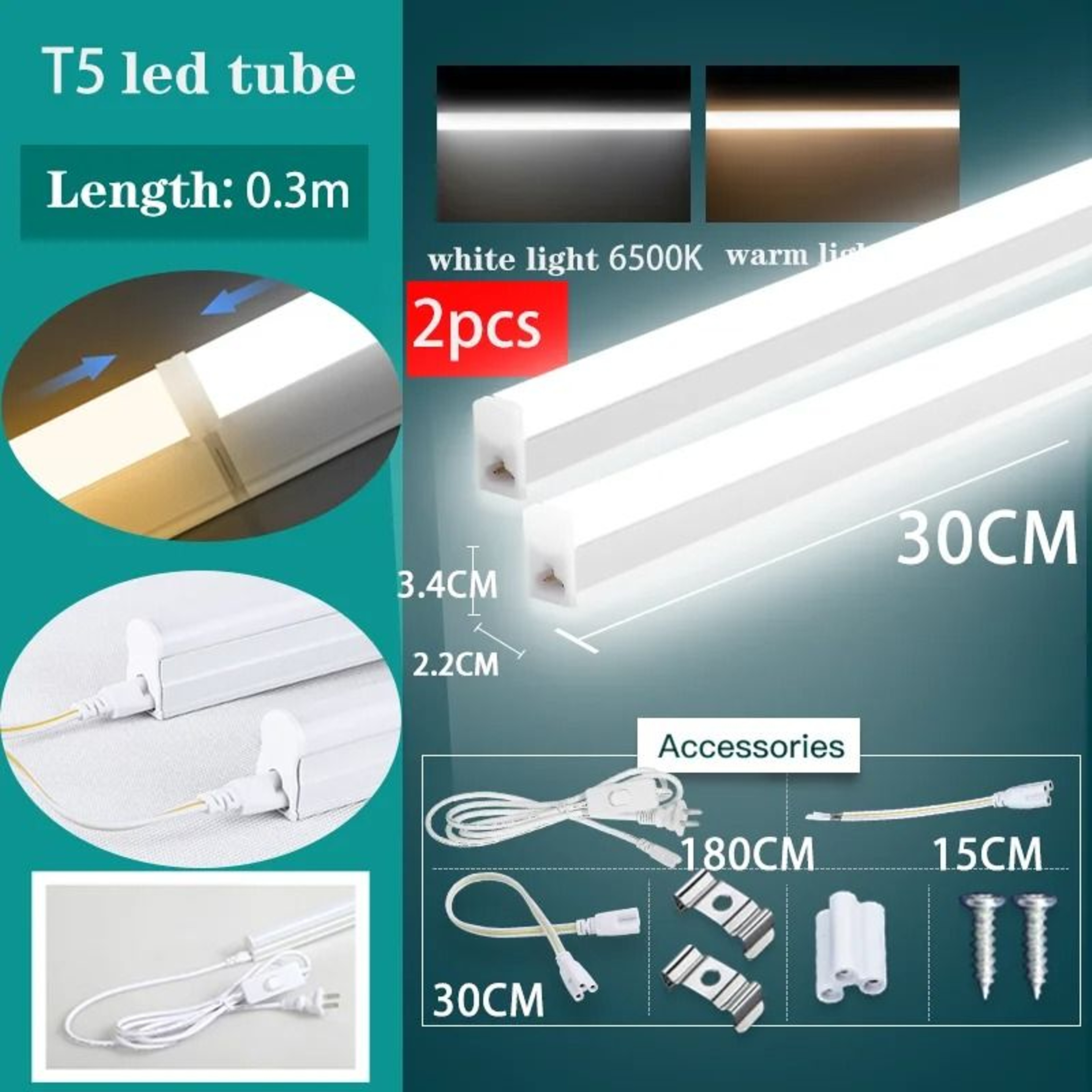 LED Tube Light T5 T8 Super Bright 220V Home Kitchen Cabinet Lamp Tube Bar Living Room Bedroom 6