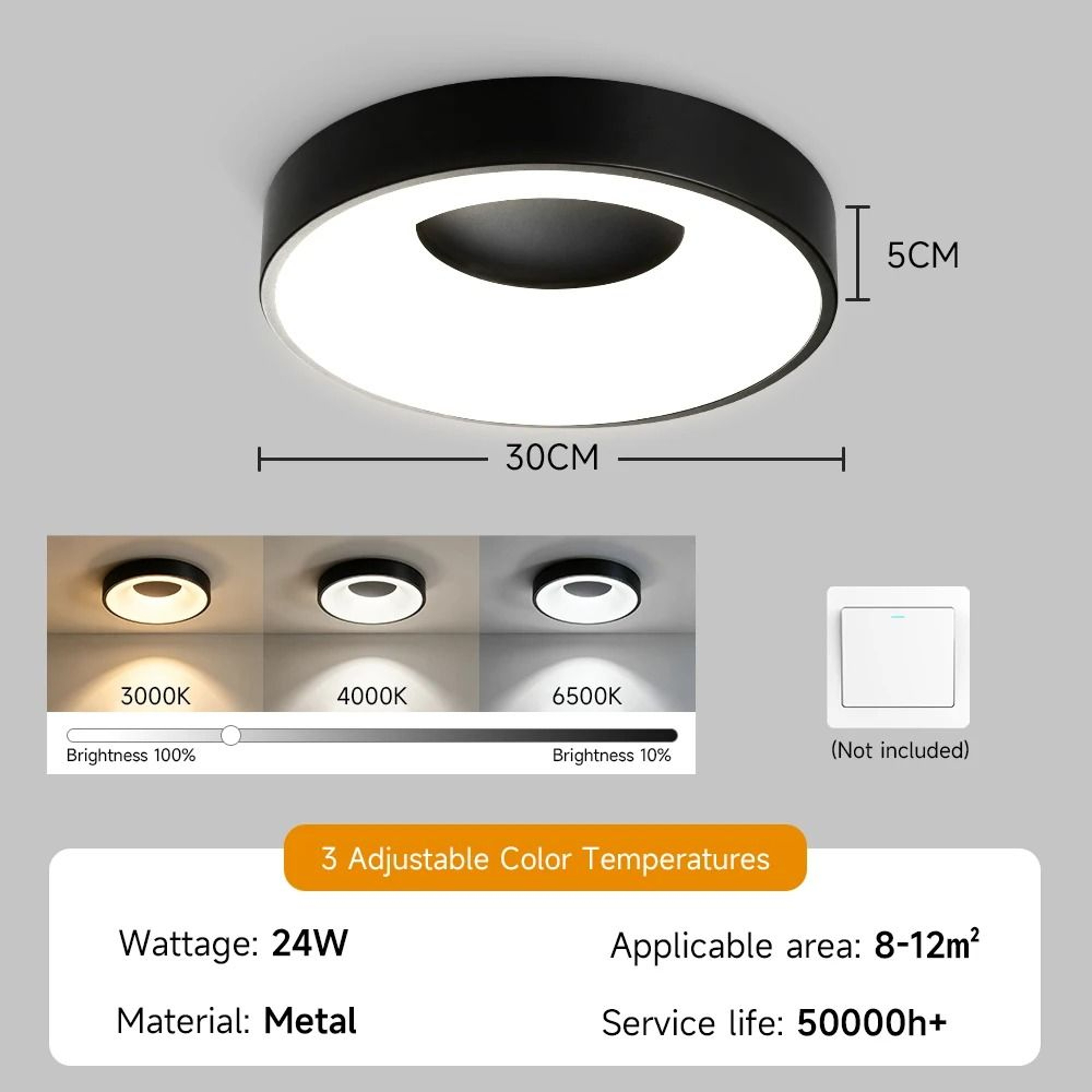 3 Color LED Ceiling Light Remote Dimmable Modern Lamp Living Room Bedroom 12