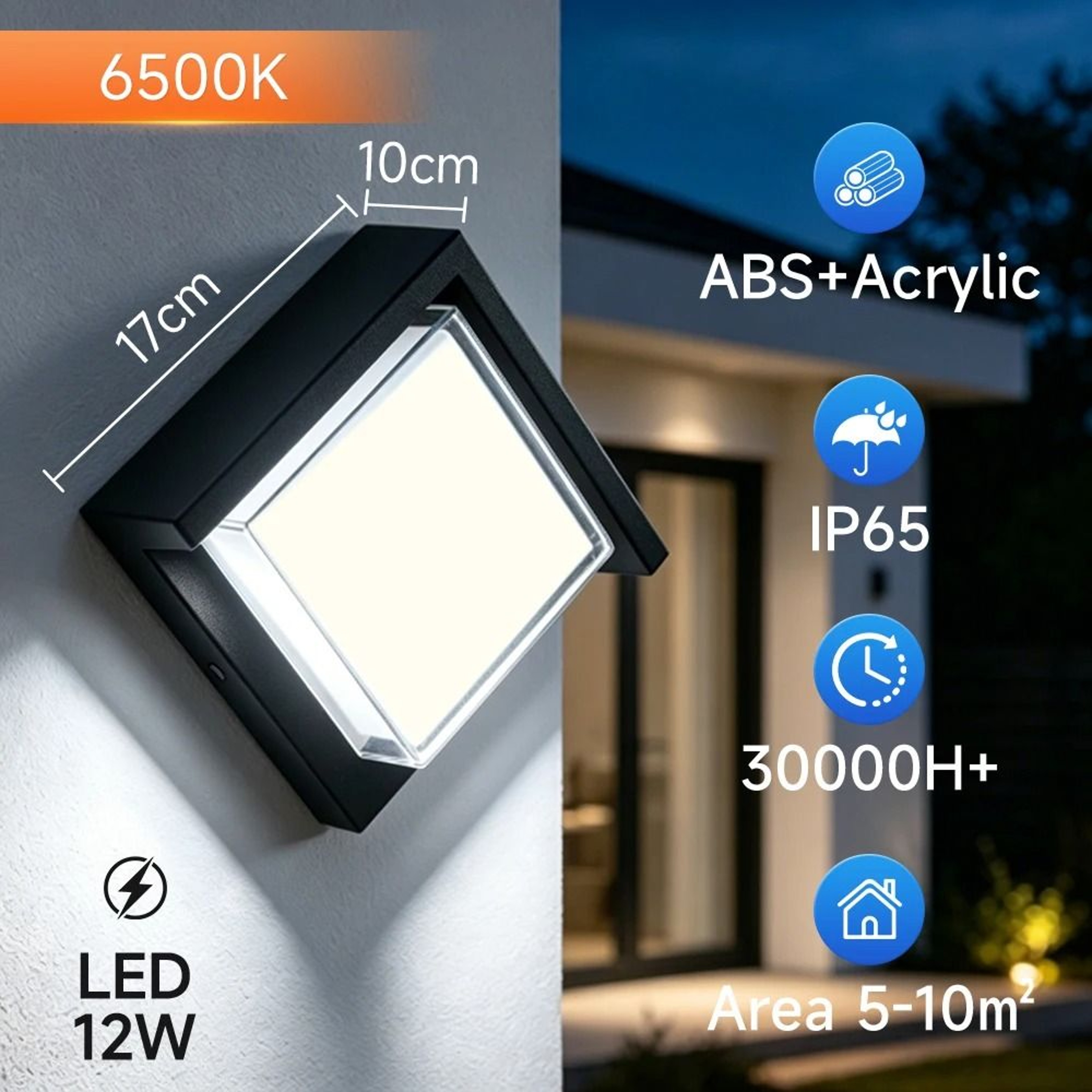 LED Wall Light IP65 Waterproof 12W Wall Lamp Decorative Light Garden Gate Living Room 7