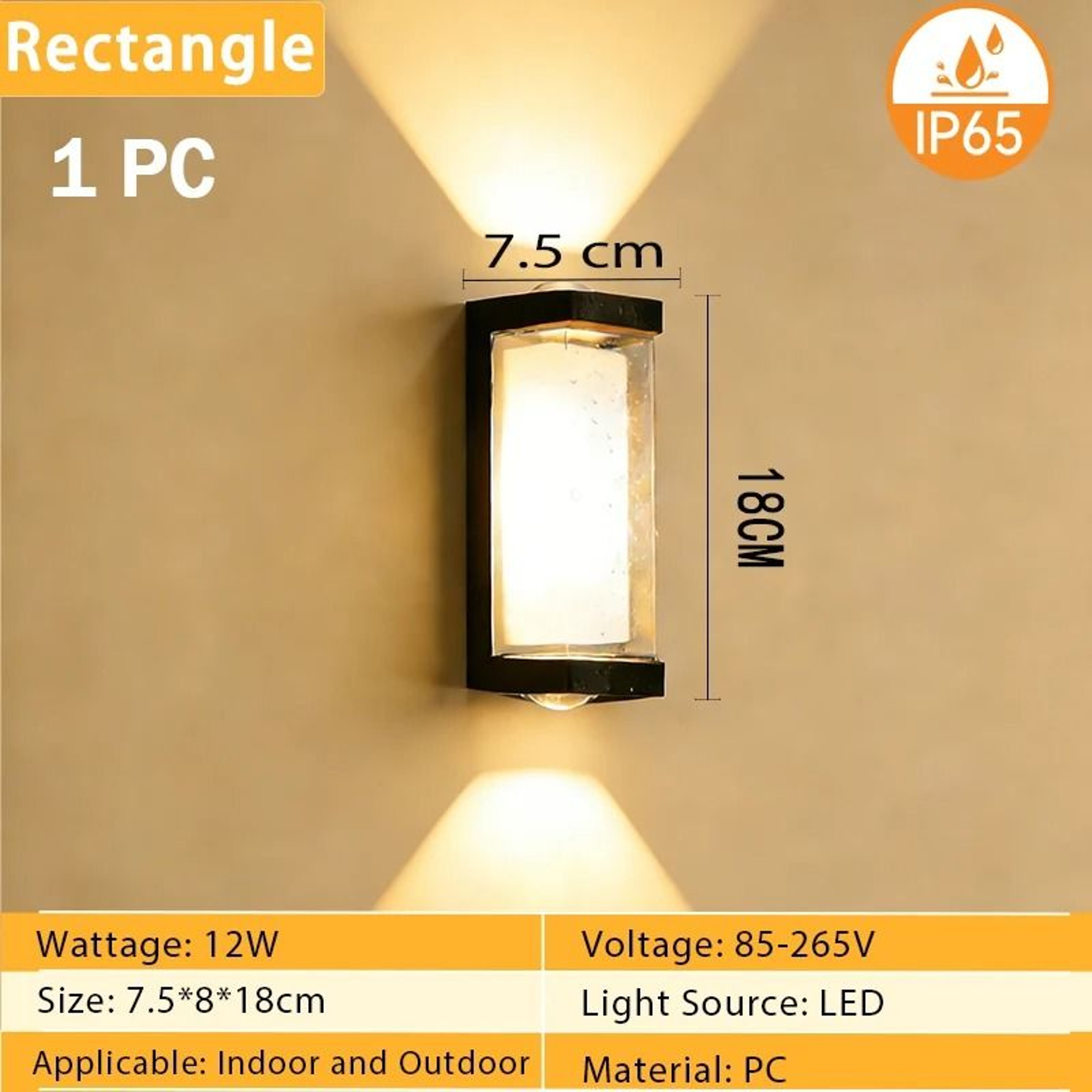 LED Wall Light IP65 Waterproof 12W Wall Lamp Decorative Light Garden Gate Living Room 13