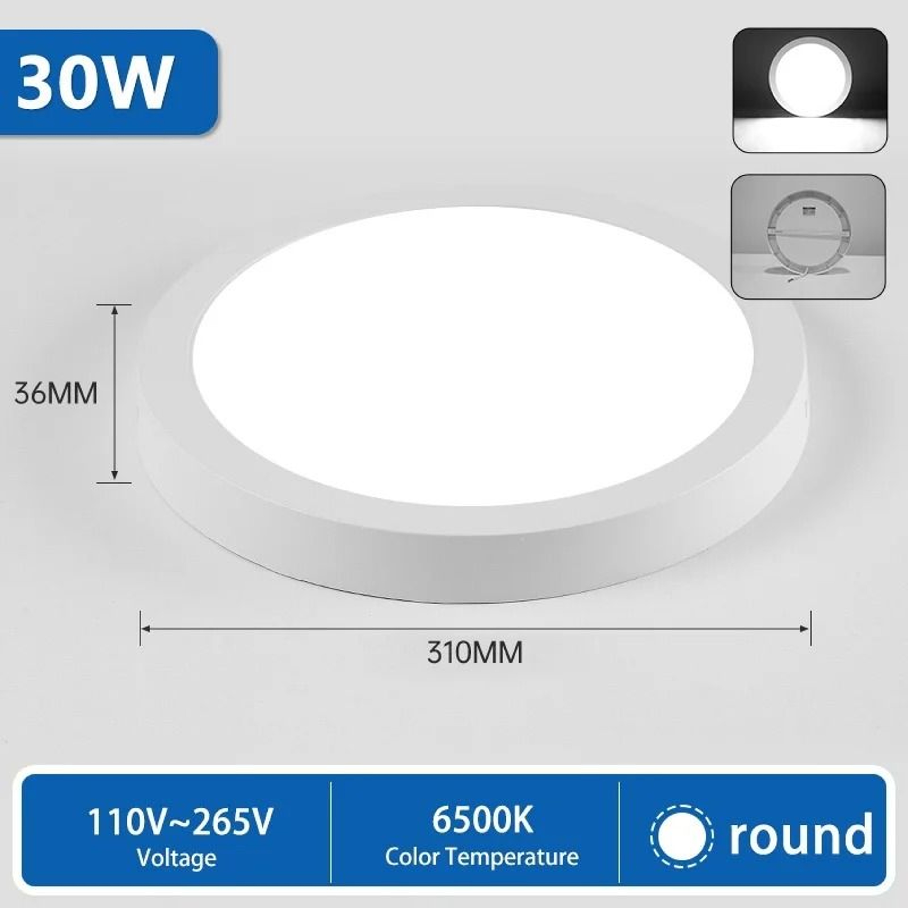 Ultra Thin LED Ceiling Light 110220V Panel Light Round Square Ceiling Lamp Cold White 11