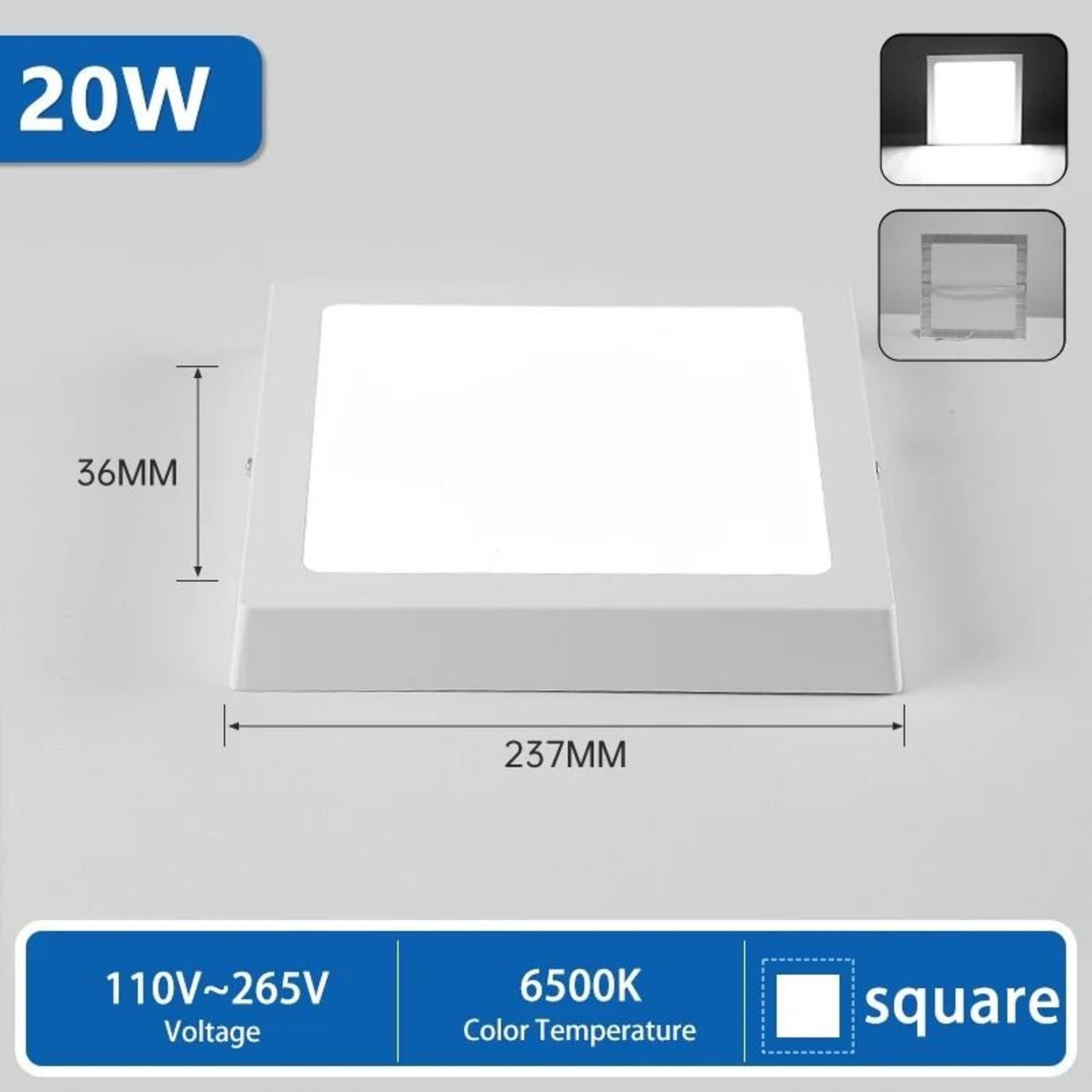 Ultra Thin LED Ceiling Light 110220V Panel Light Round Square Ceiling Lamp Cold White 7