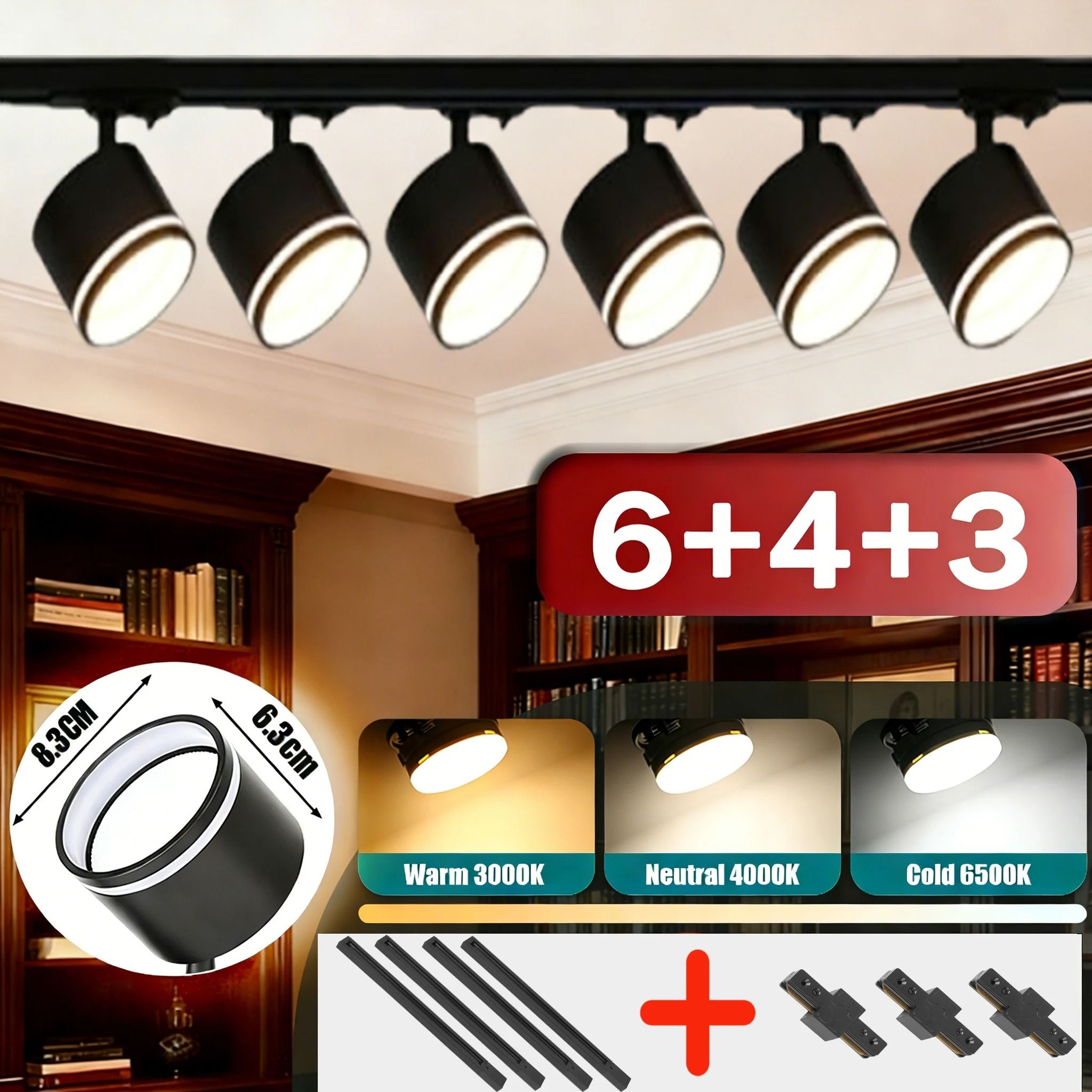 LED Track Light 3 Colors Rail Spot Light 110220V Ceiling Lamp Living Room Home Decor 7