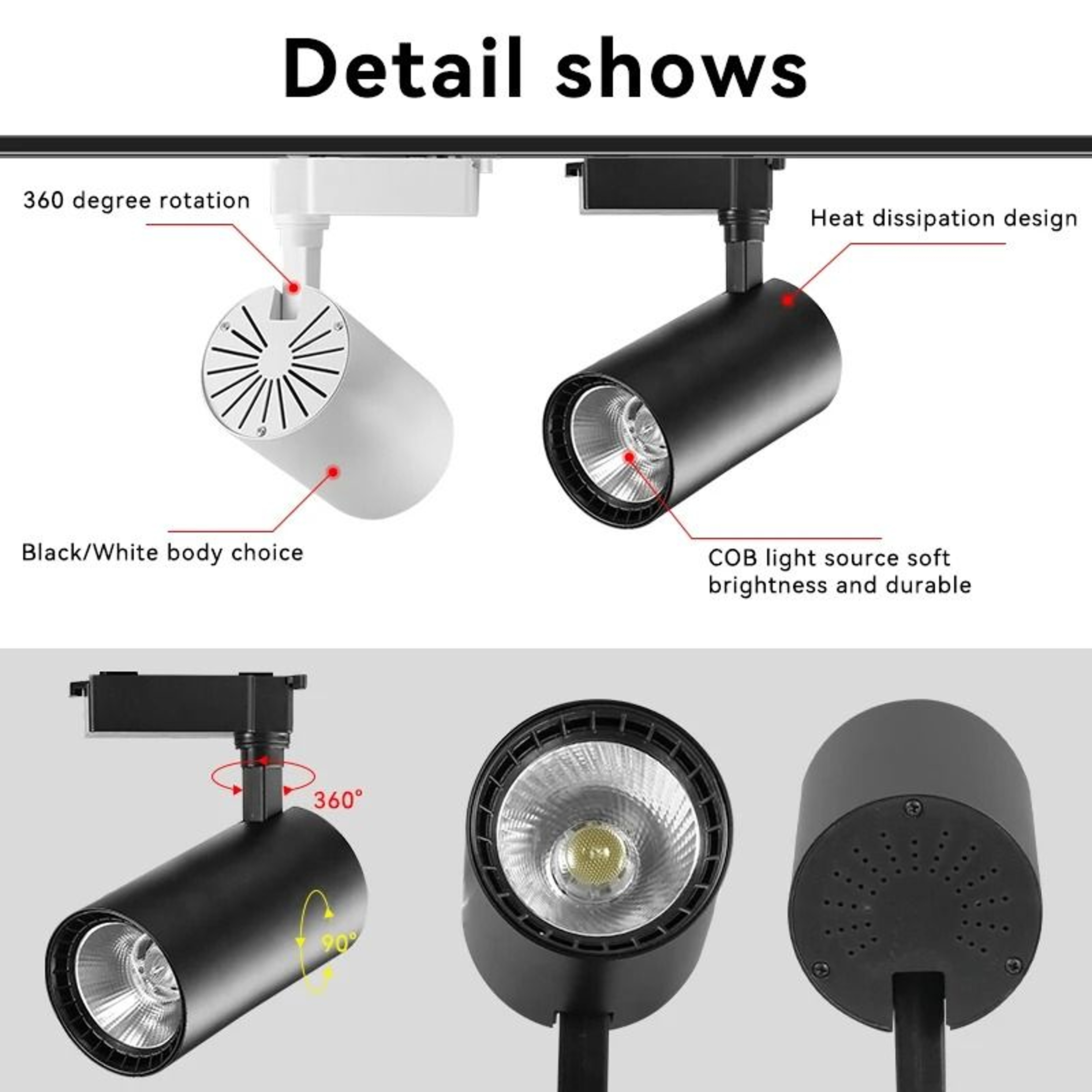 LED Track Light Set Spotlight Track Lamp 220V Shop Lighting Rail 30W Spot Lights 1