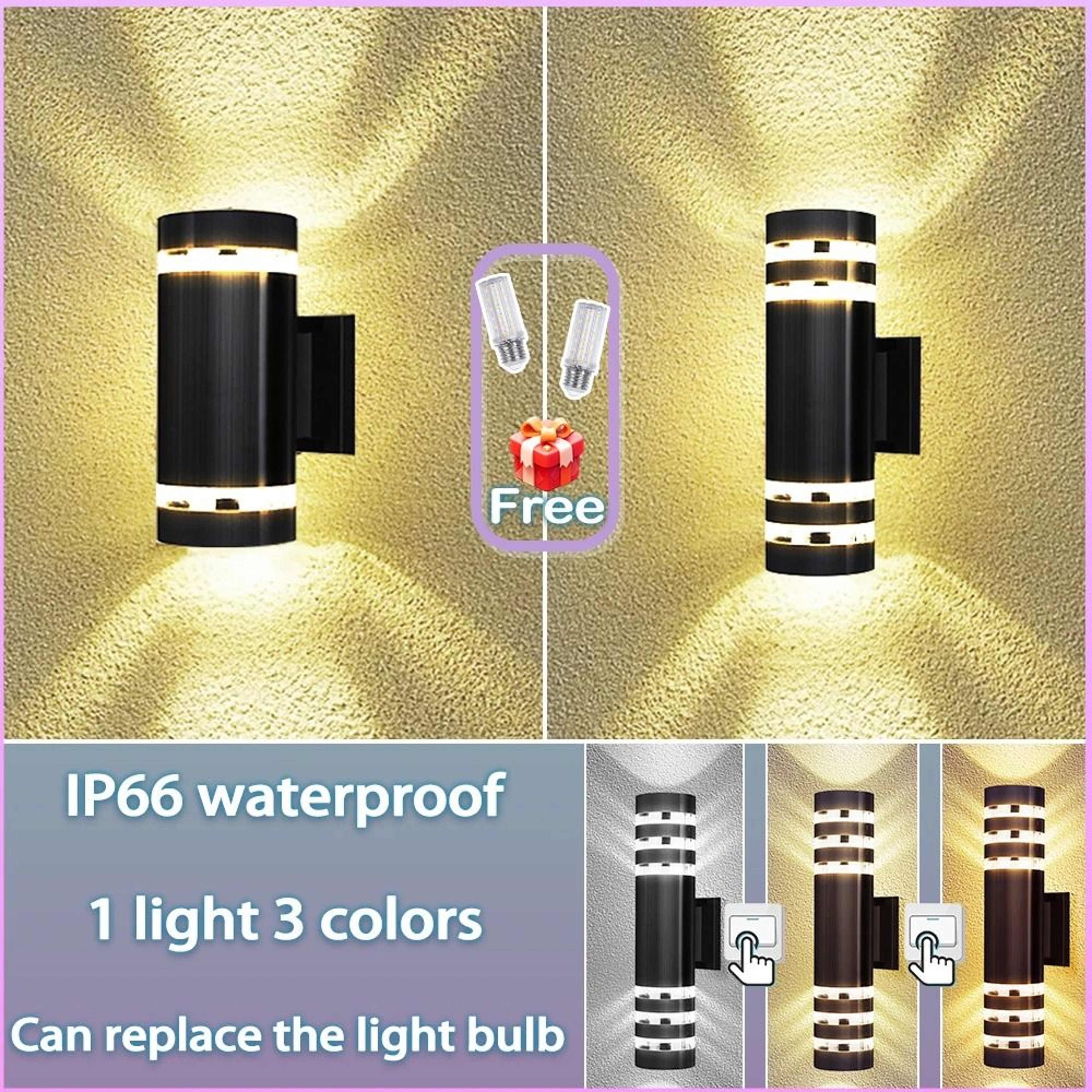 LED Outdoor Wall Light IP65 Waterproof E27 Replaceable Bulb Lamp Decorative Gate Garden Balcony 0