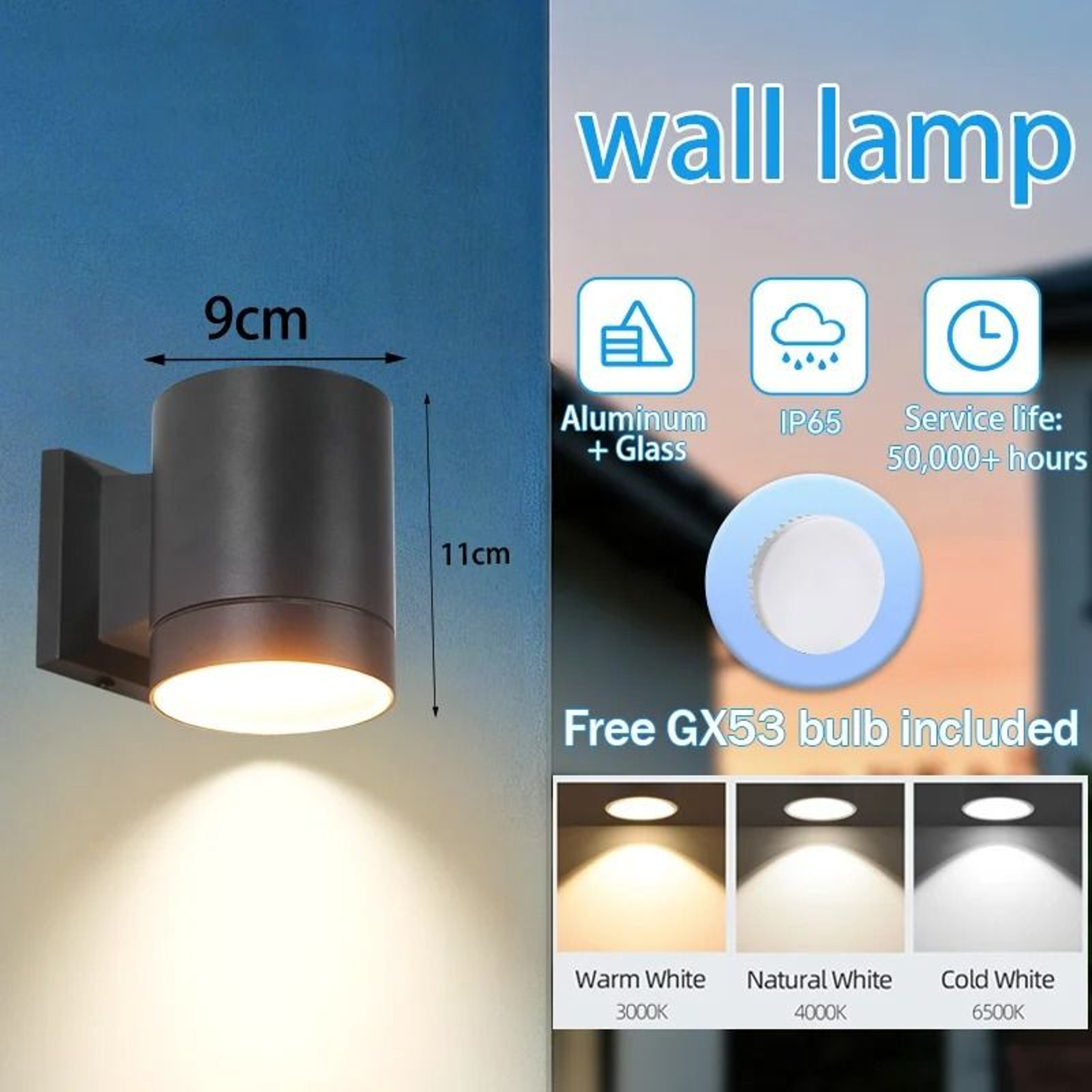 Outdoor Wall Light IP65 Waterproof Aluminum Replaceable Bulb Lamp Garden Living Room Decor 7