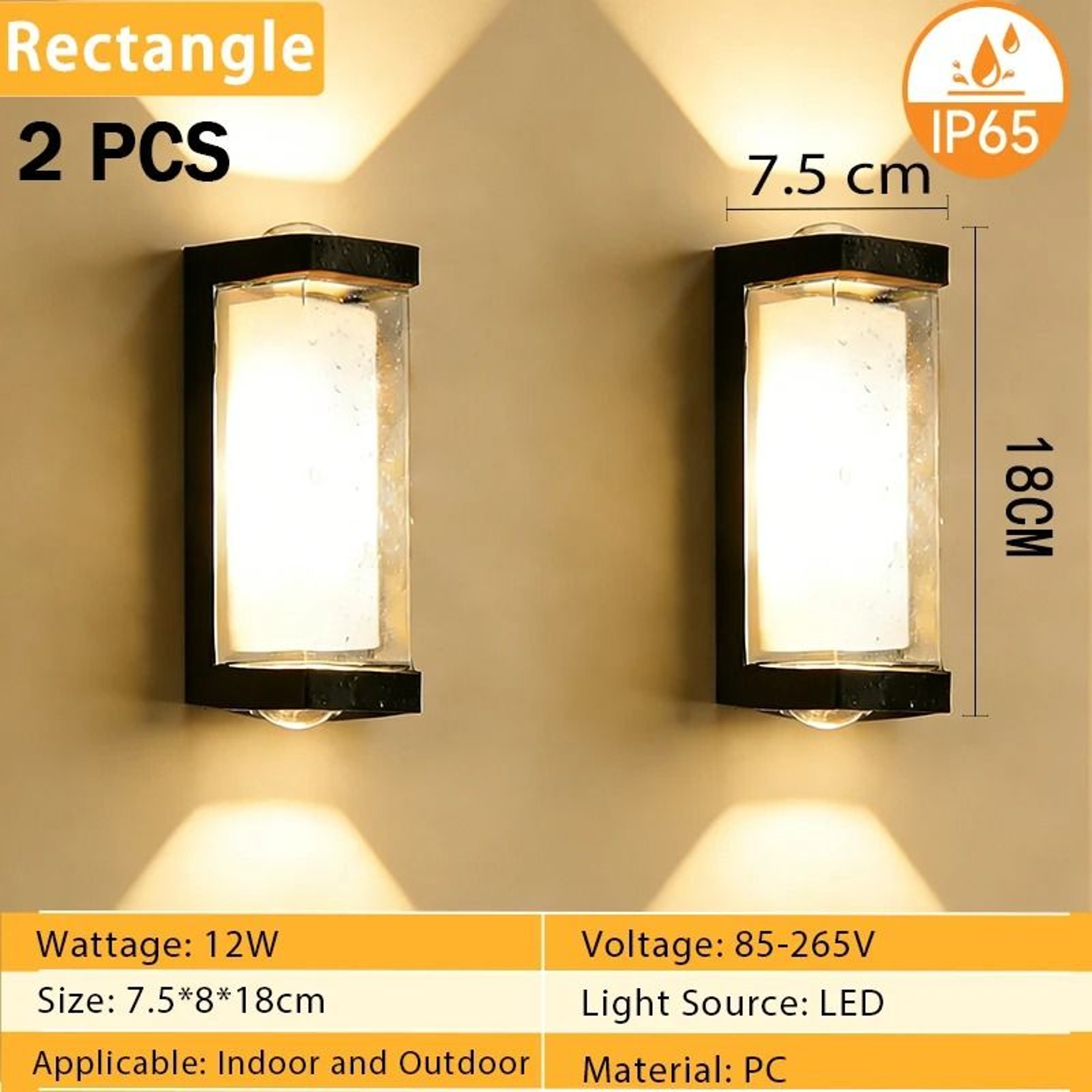 Outdoor 12W LED Wall Lamp IP65 Waterproof Modern Garden Corridor Light 7