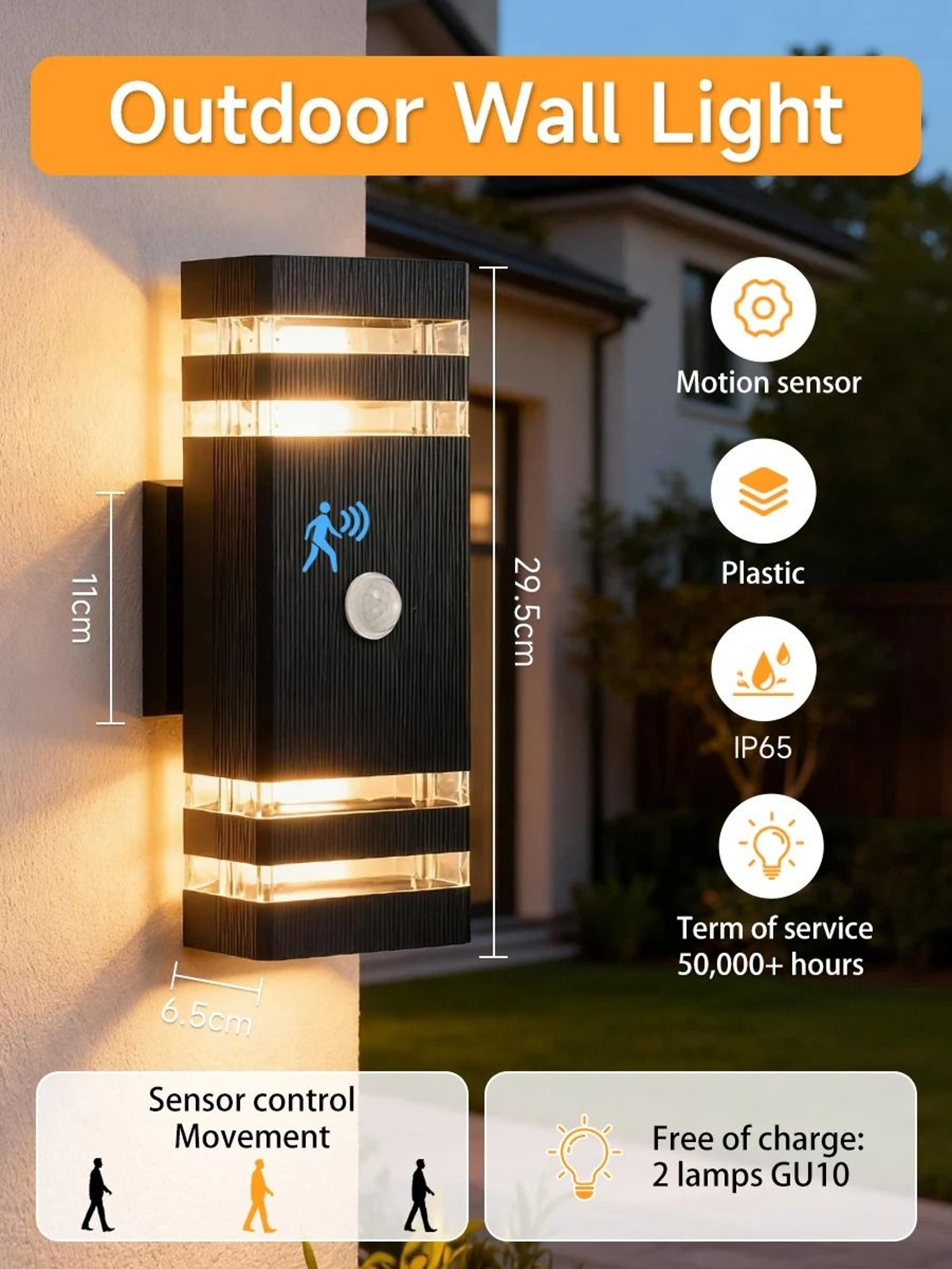 Smart Outdoor Wall Light Waterproof LED Motion Sensor Porch Lamp Exterior Sconce 8