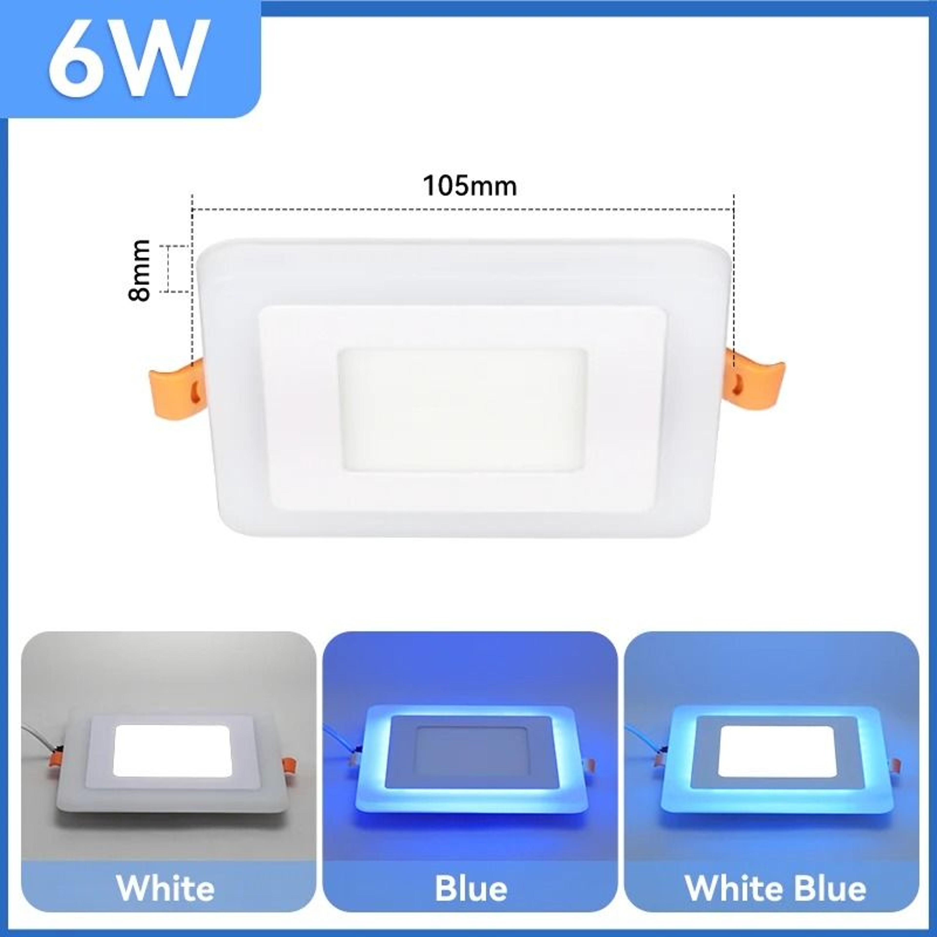 Modern Double Color LED Ceiling Panel Light Blue White Dual Mode Recessed Downlight 8
