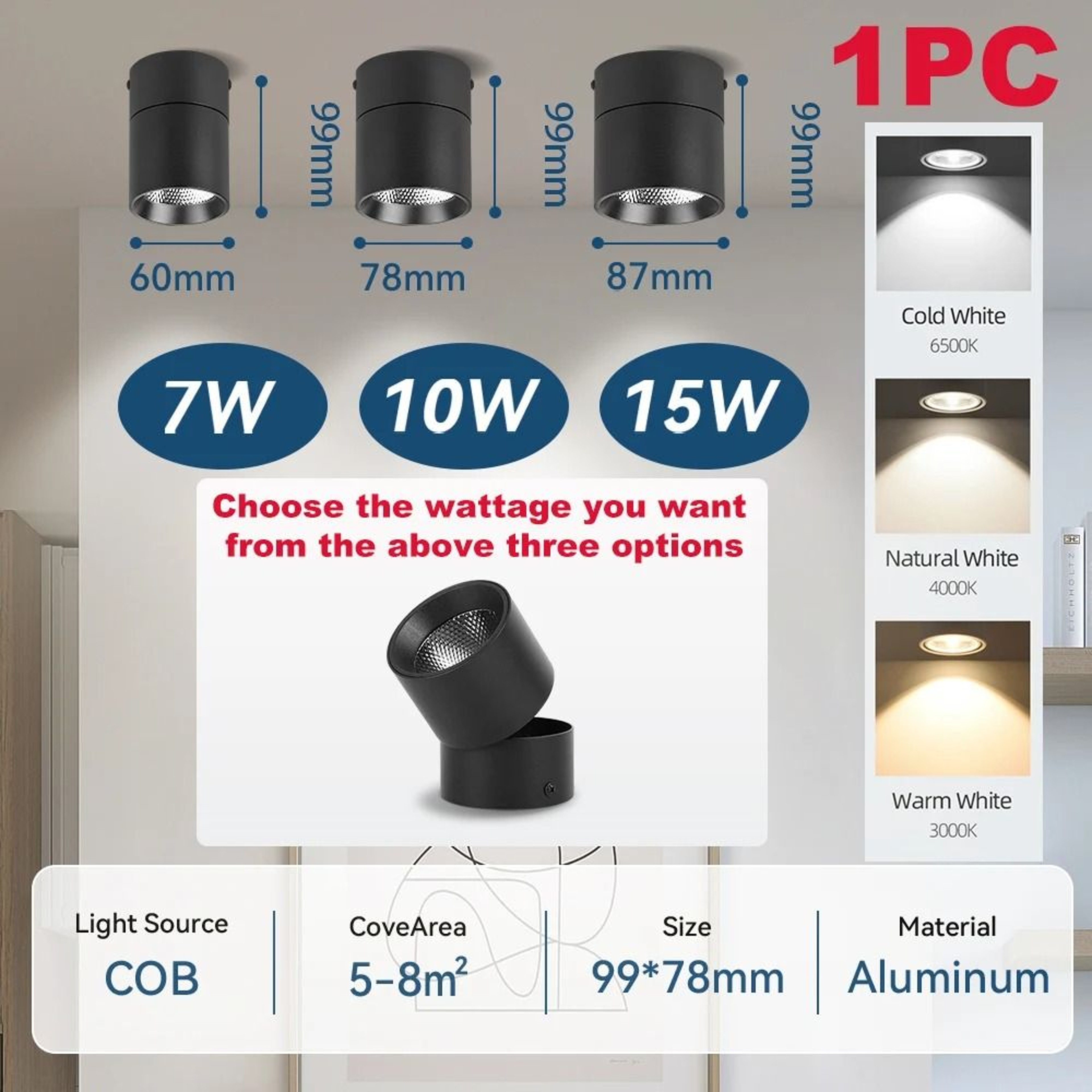 Modern LED Ceiling Spotlight 220V Surface Mount Downlight Bedroom Living Room Fixture 5