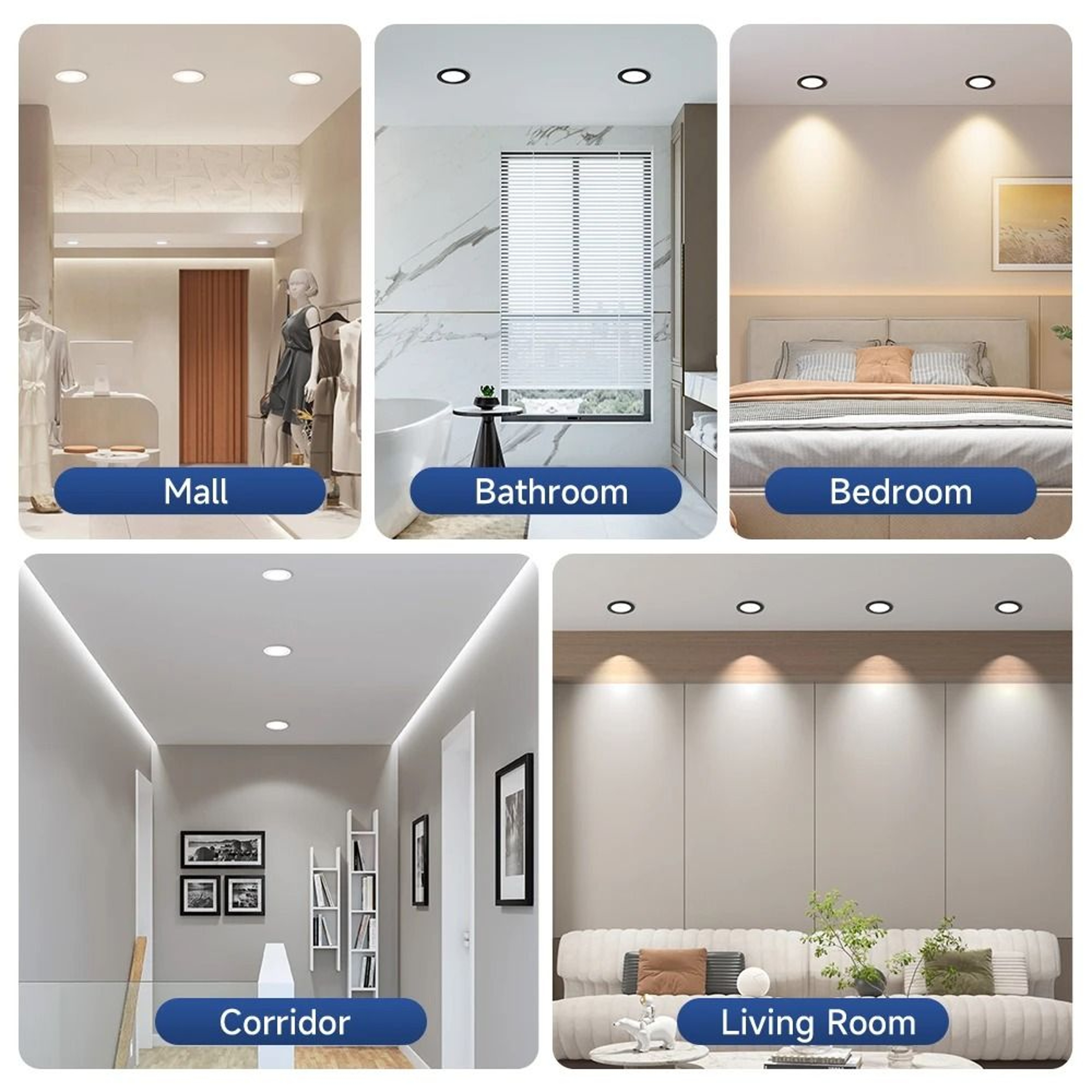 UltraThin Embedded LED Ceiling Downlight Tricolor Recessed Spotlight Living Room Corridor 4