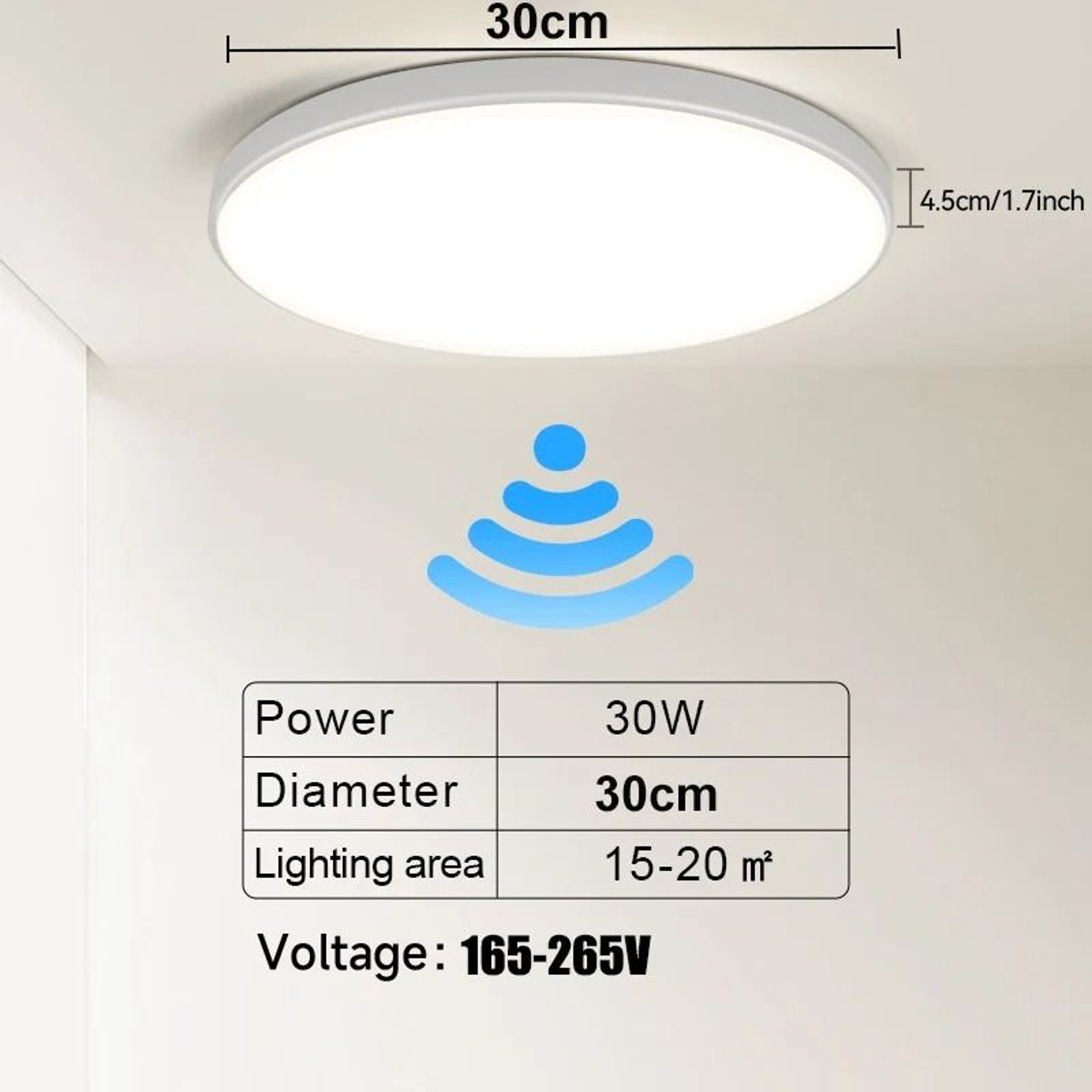 LED Radar Motion Sensor Ceiling Light Sensitive Panel Lamp Hallway Aisle Stair Garage 6