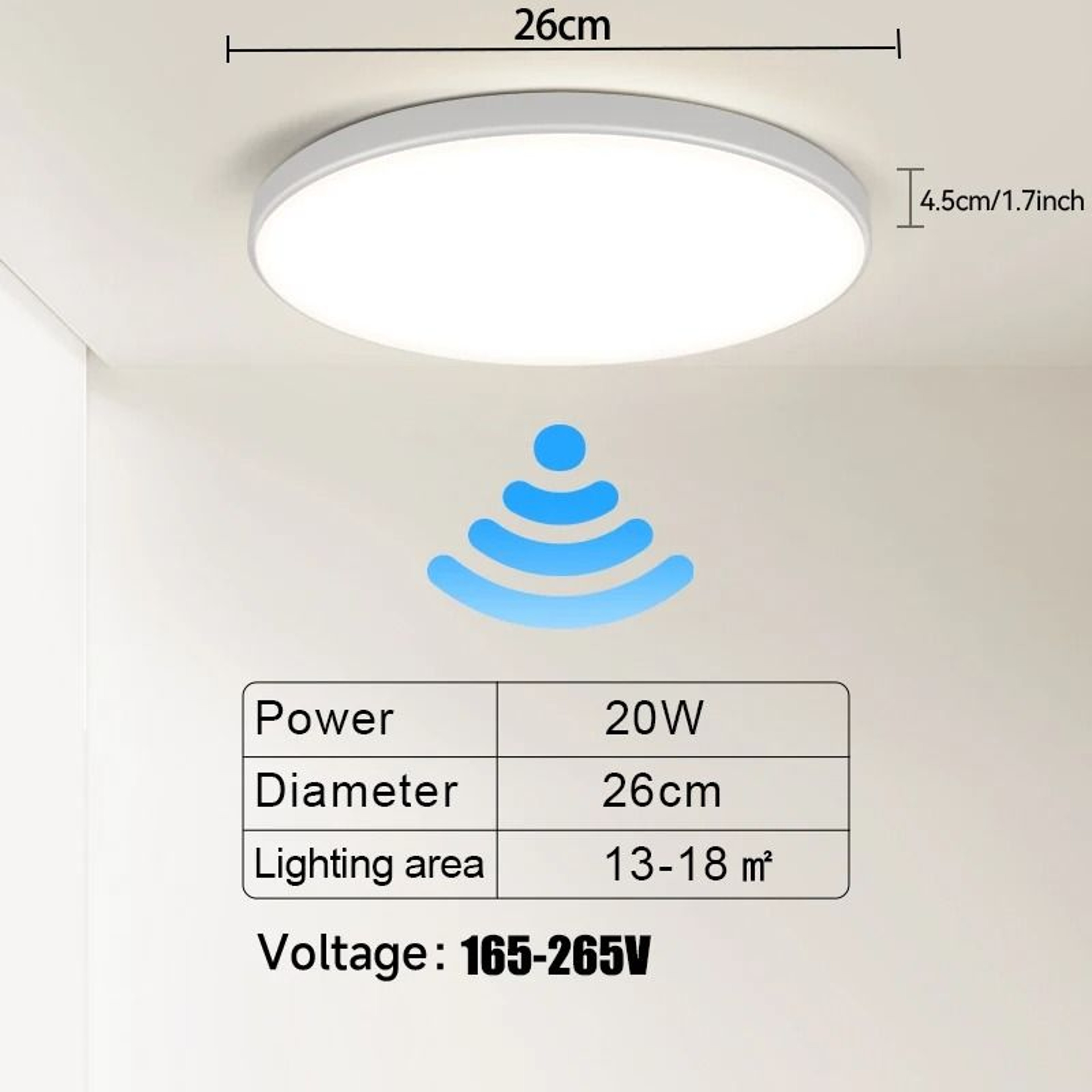 LED Radar Motion Sensor Ceiling Light Sensitive Panel Lamp Hallway Aisle Stair Garage 7
