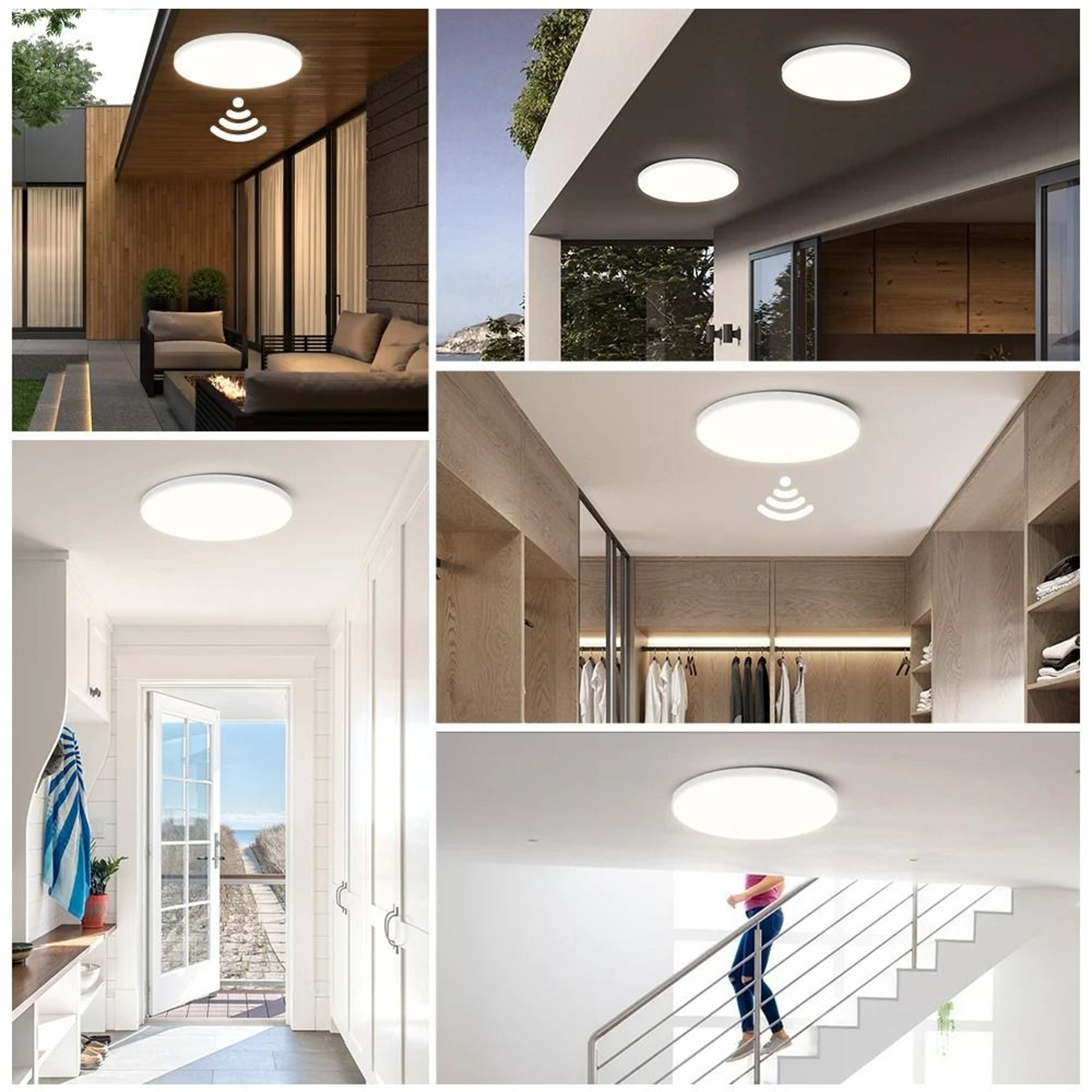 LED Radar Motion Sensor Ceiling Light Sensitive Panel Lamp Hallway Aisle Stair Garage 5
