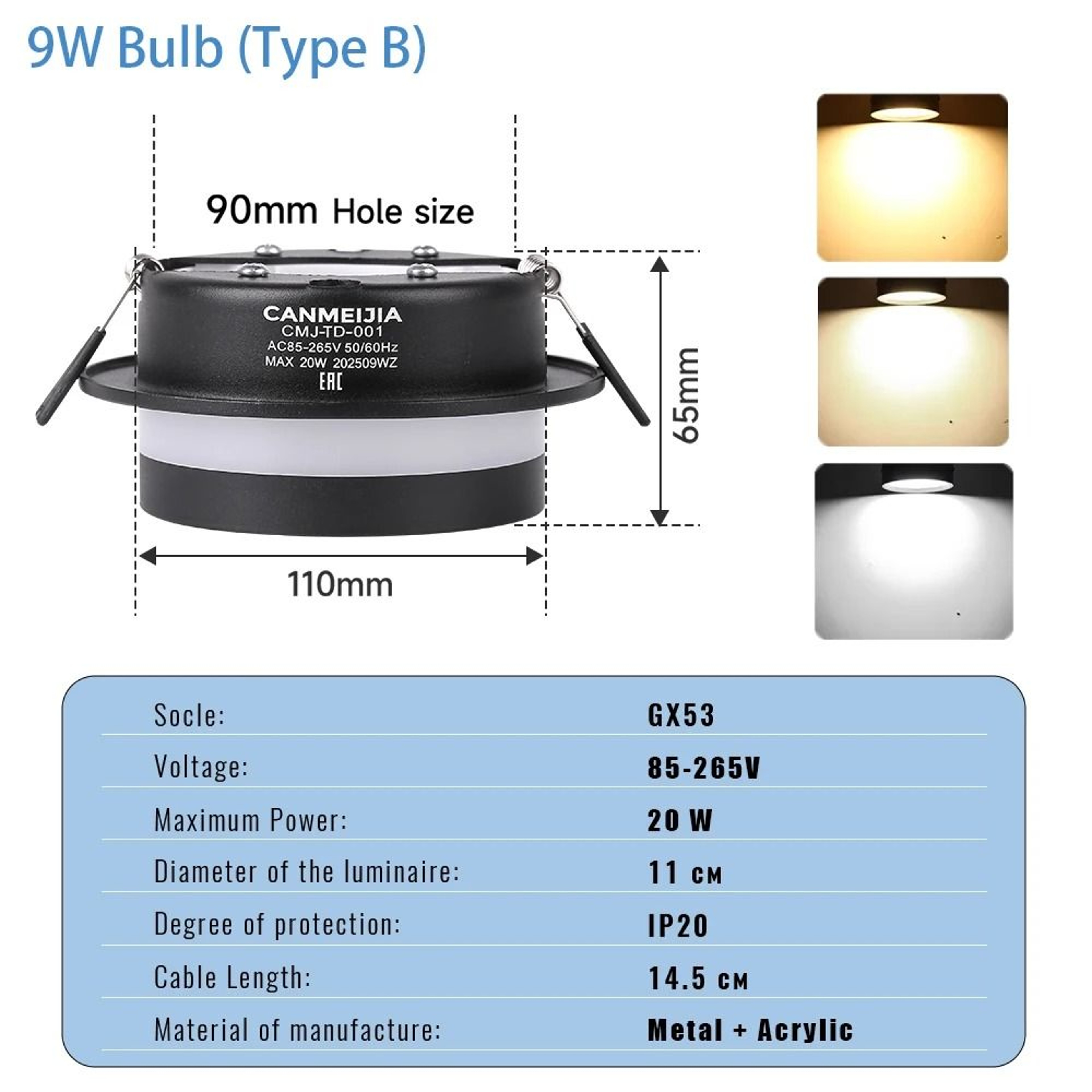 Modern Recessed LED Ceiling Downlight Tricolor Round Panel Light Bathroom Living Room 6