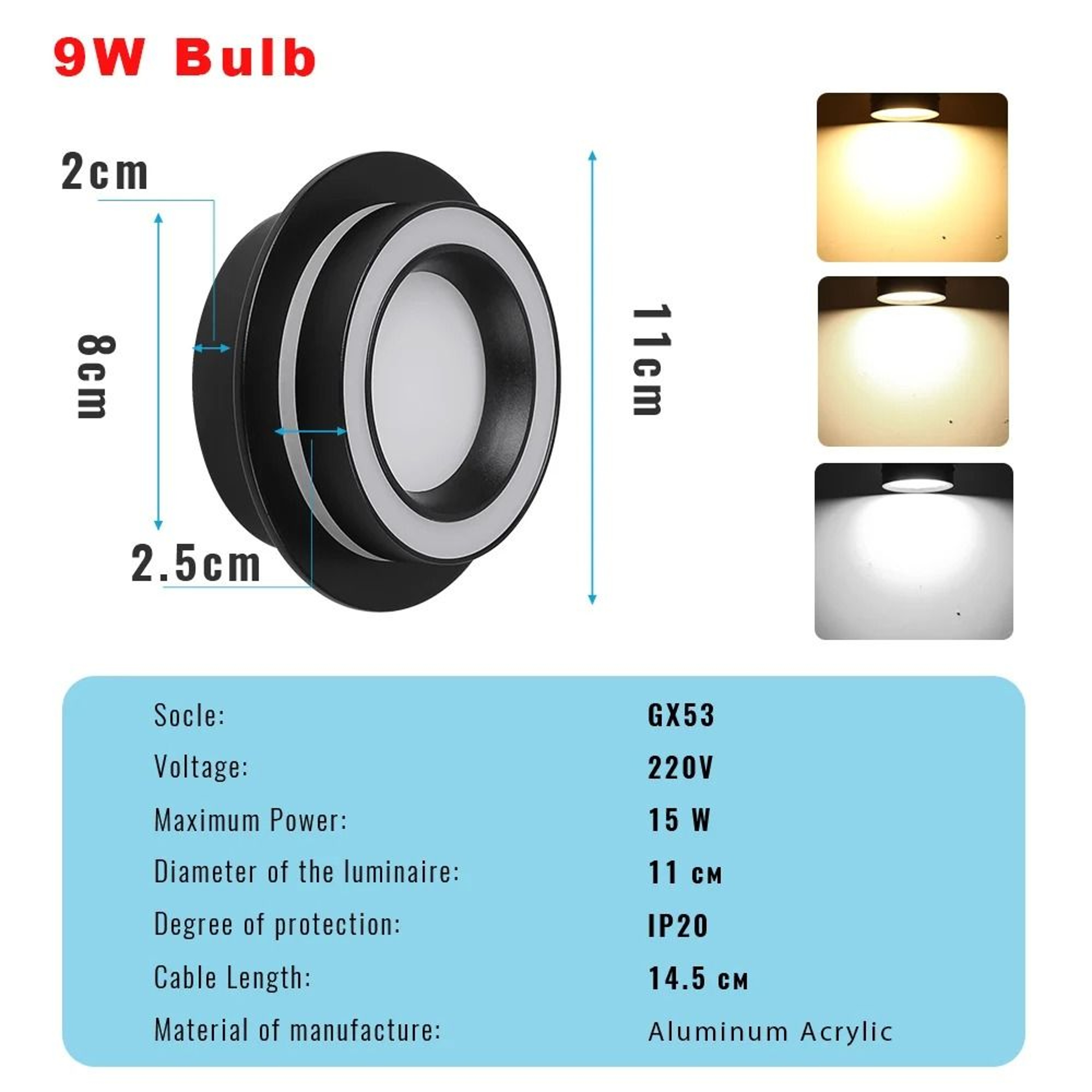 Modern Recessed LED Ceiling Downlight Tricolor Round Panel Light Bathroom Living Room 7