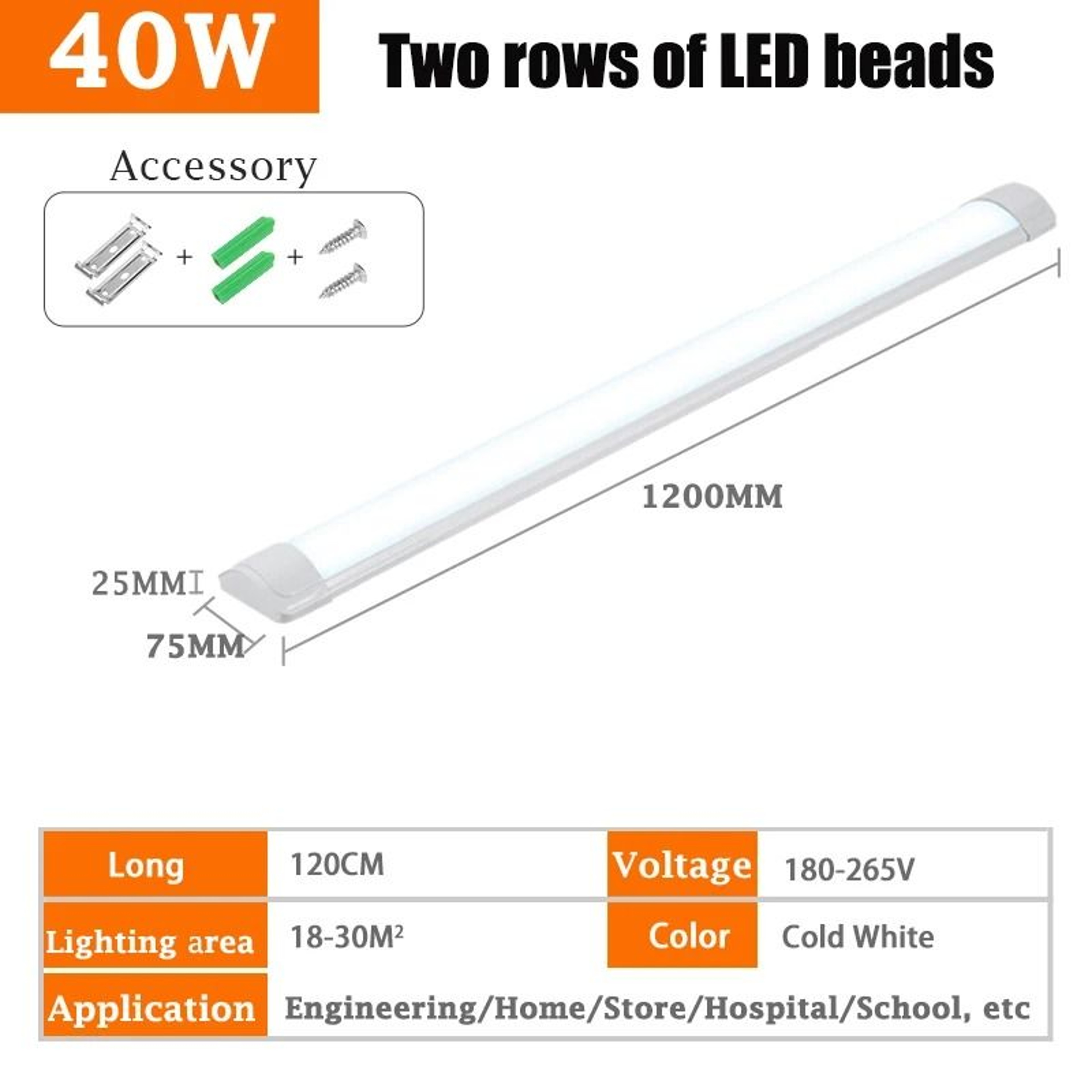 High Power LED Tube Light Bar 100W Linear Ceiling Wall Lamp Kitchen Warehouse Office 10