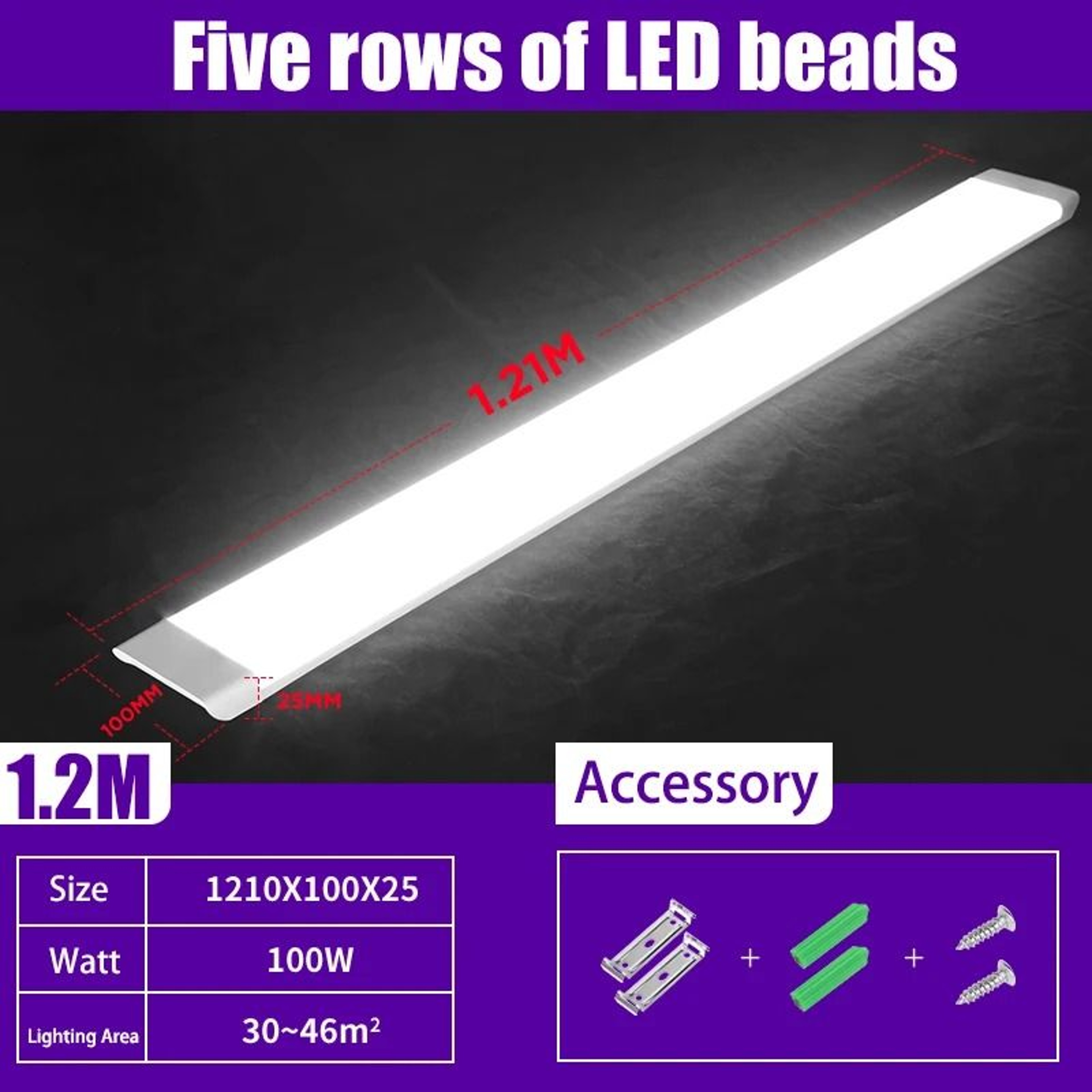 High Power LED Tube Light Bar 100W Linear Ceiling Wall Lamp Kitchen Warehouse Office 7