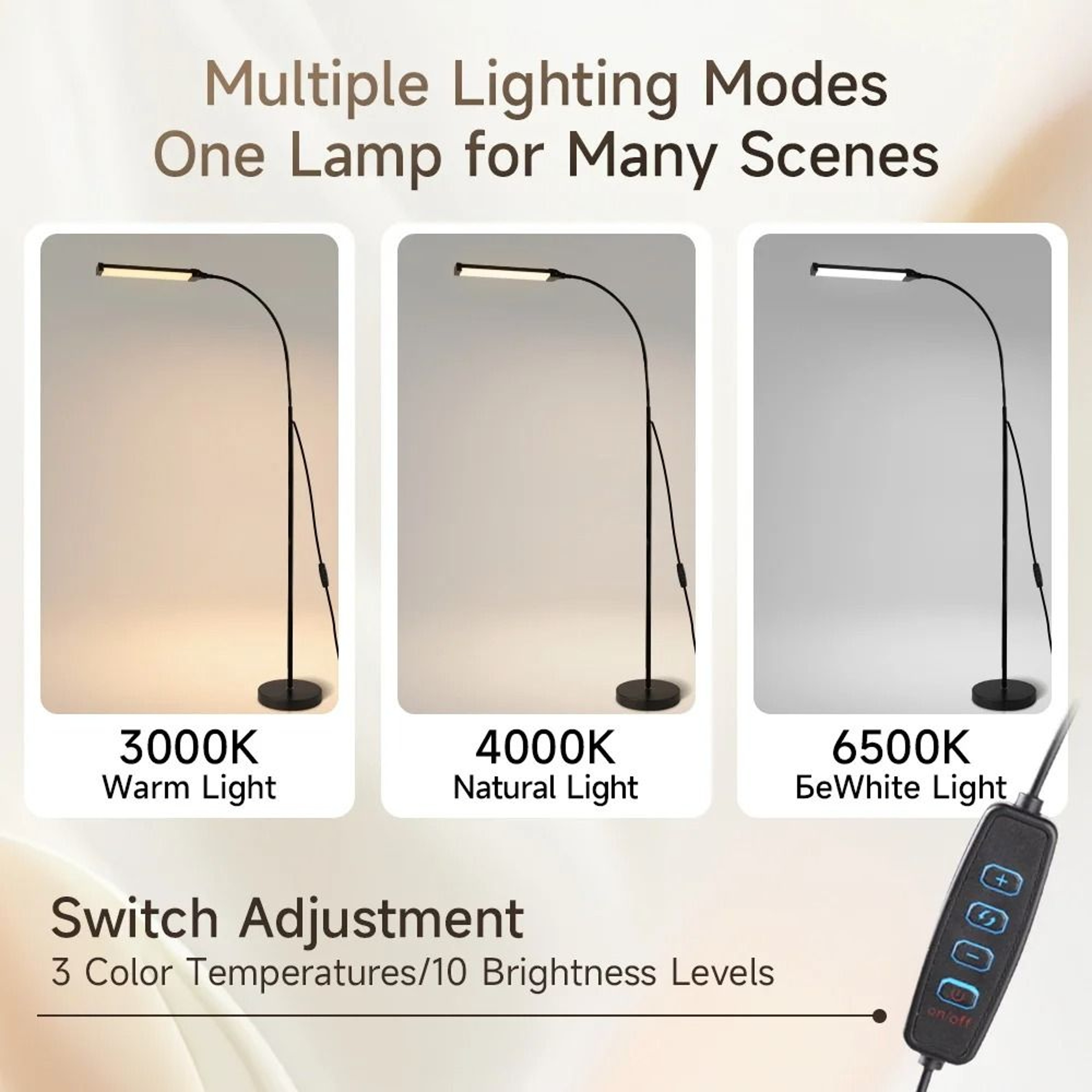 Modern Dimmable LED Floor Lamp Remote Control Stand Light Bedroom Study Office 4