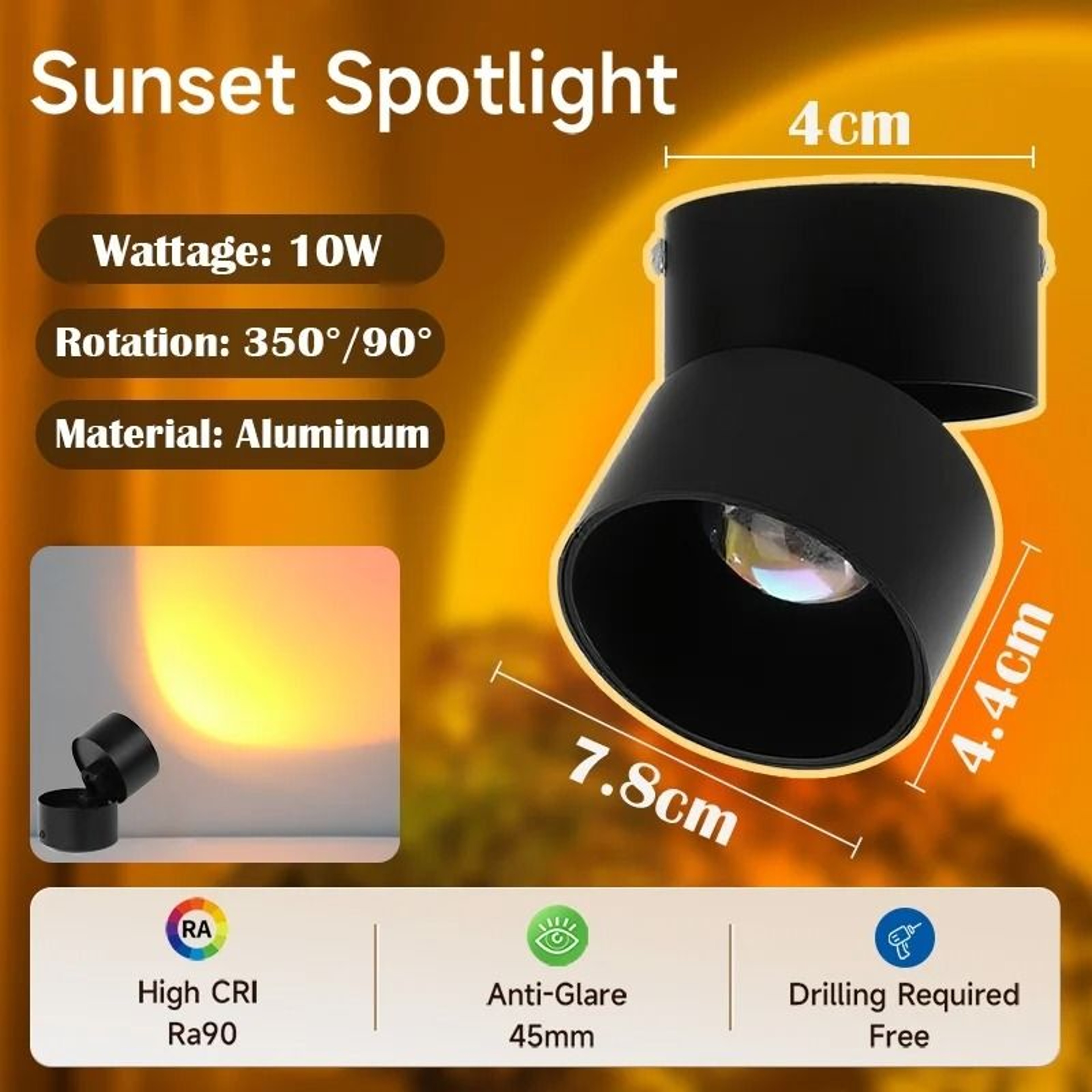 Modern LED Sunset Downlight Atmosphere Ceiling Spotlight Projector Night Lamp Bedroom Decor 6