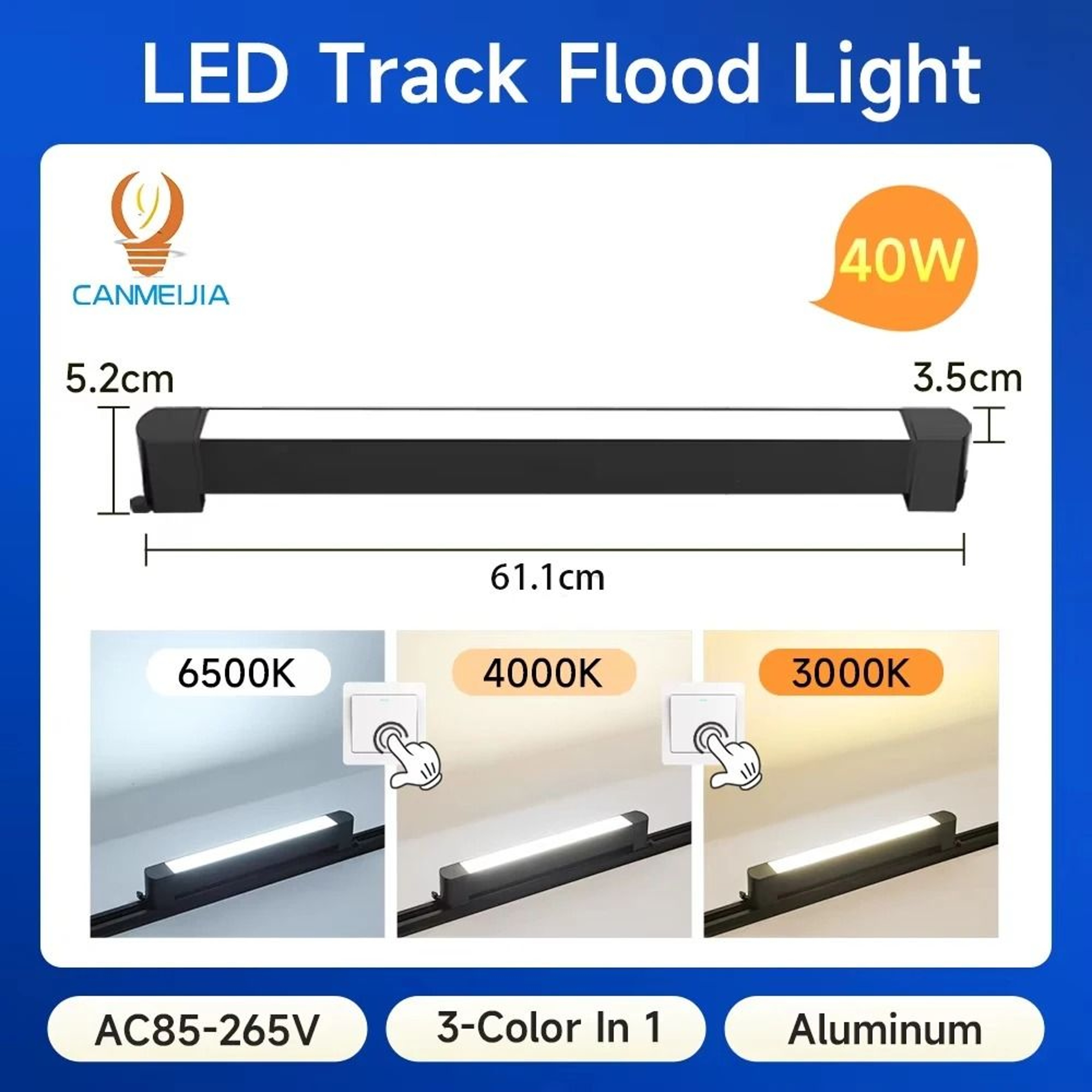 Modern LED Track Linear Floodlight Tricolor Rail Ceiling Lamp Home Decor Clothing Store 9