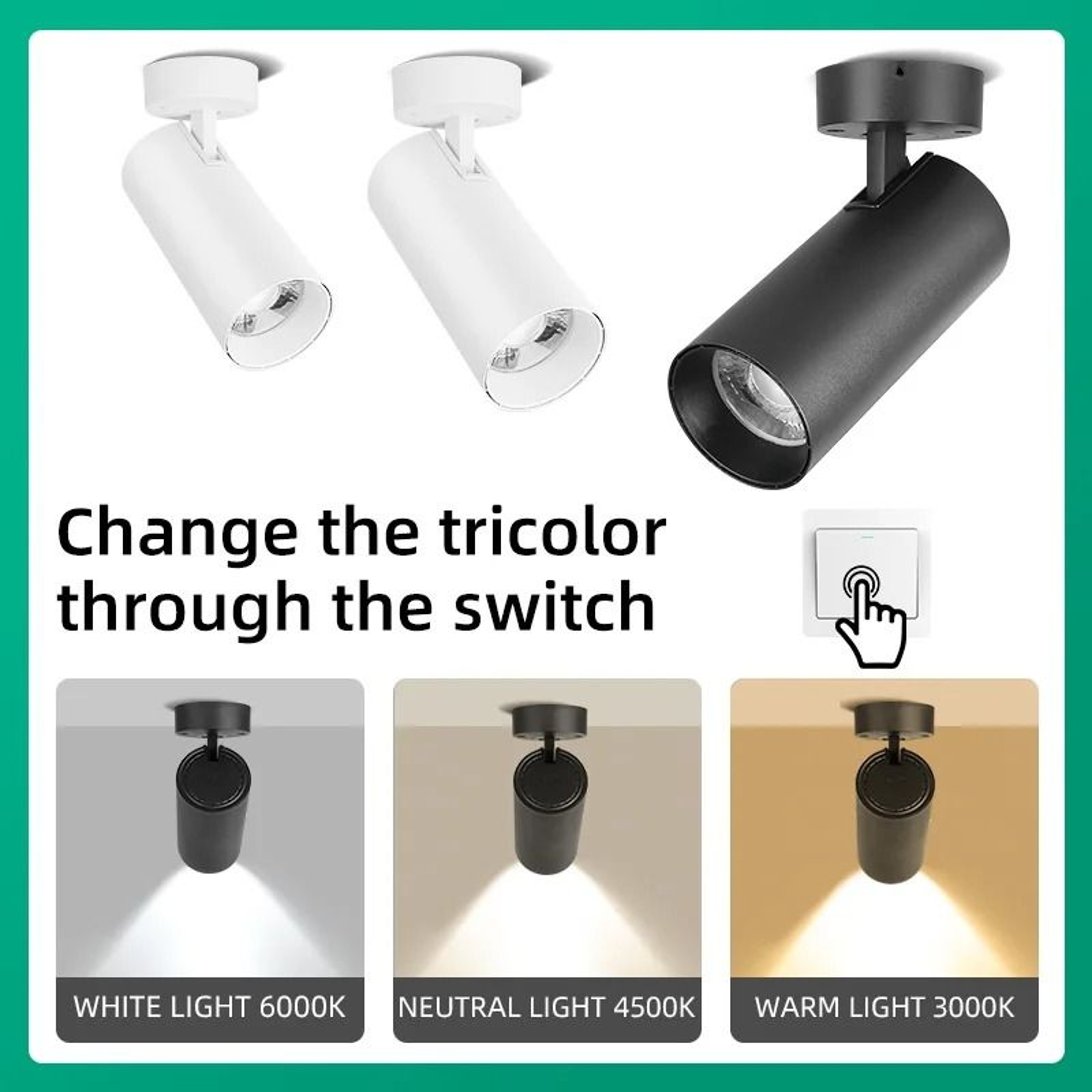 Modern Surface Mount LED Spotlight 85 To 265V Tricolor Ceiling Downlight Fixture Living Room Kitche 0