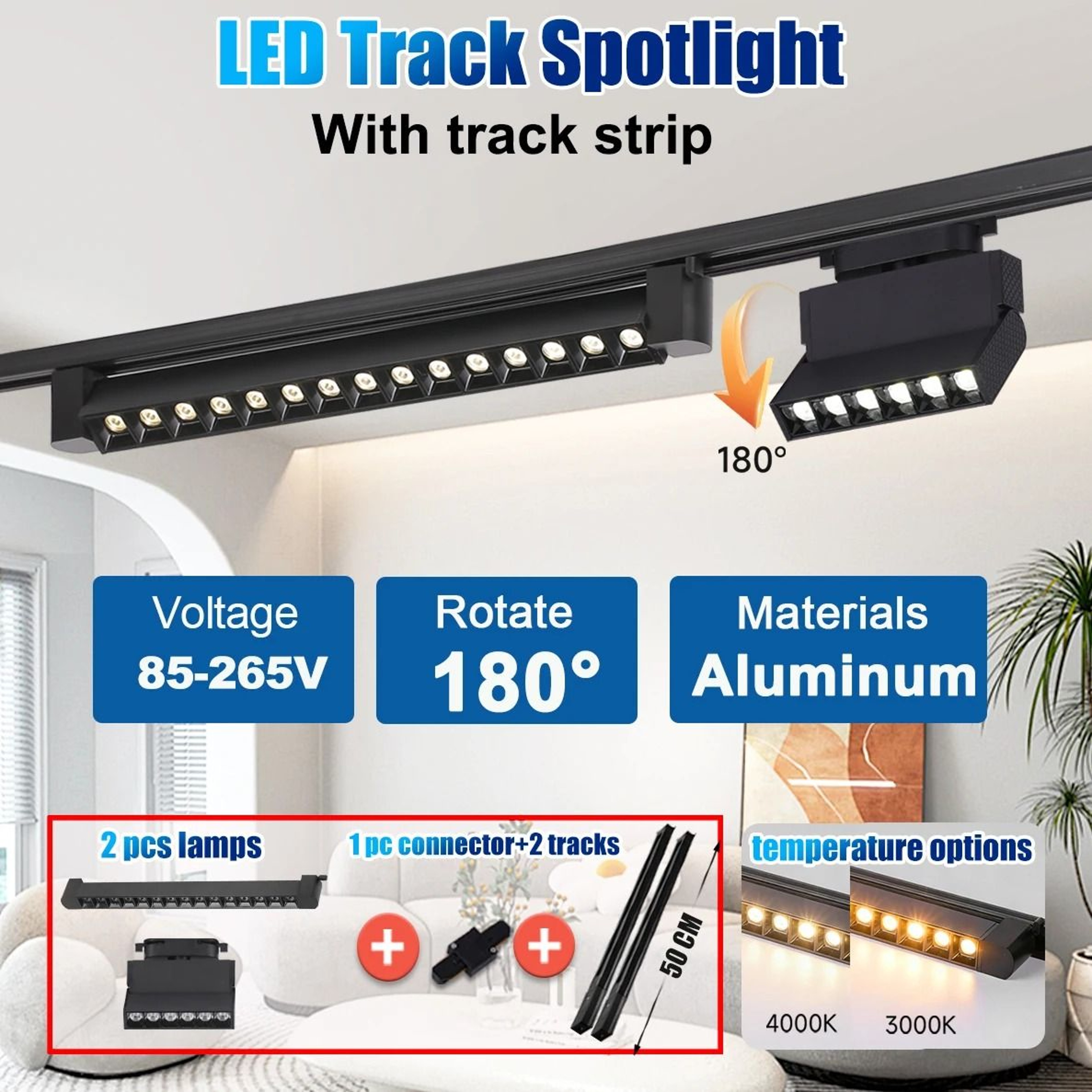 Adjustable Foldable LED Track Spotlight 85 To 265V Rail Lamp 10W 20W Ceiling Fixture Living Room Ga 2