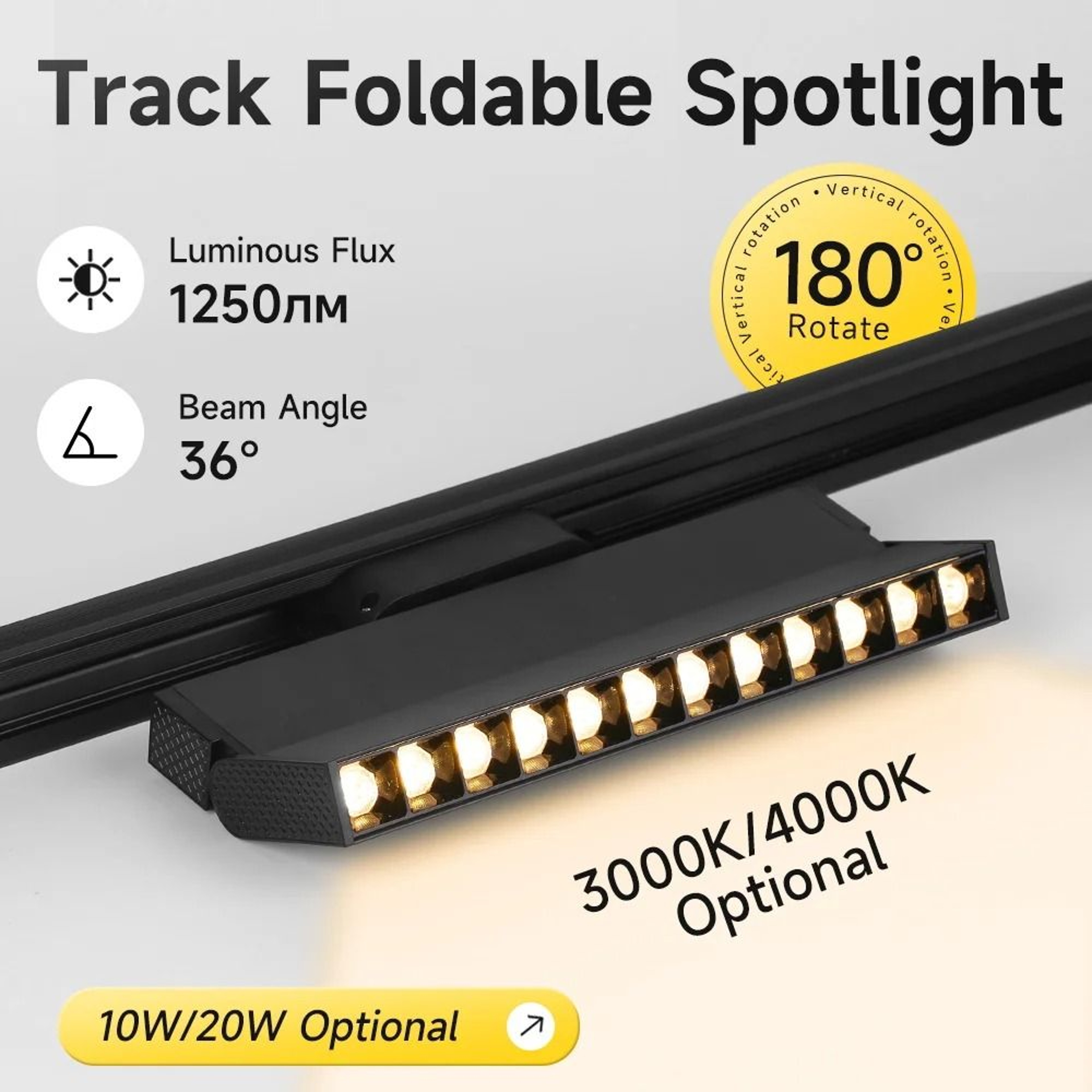Adjustable Foldable LED Track Spotlight 85 To 265V Rail Lamp 10W 20W Ceiling Fixture Living Room Ga 0
