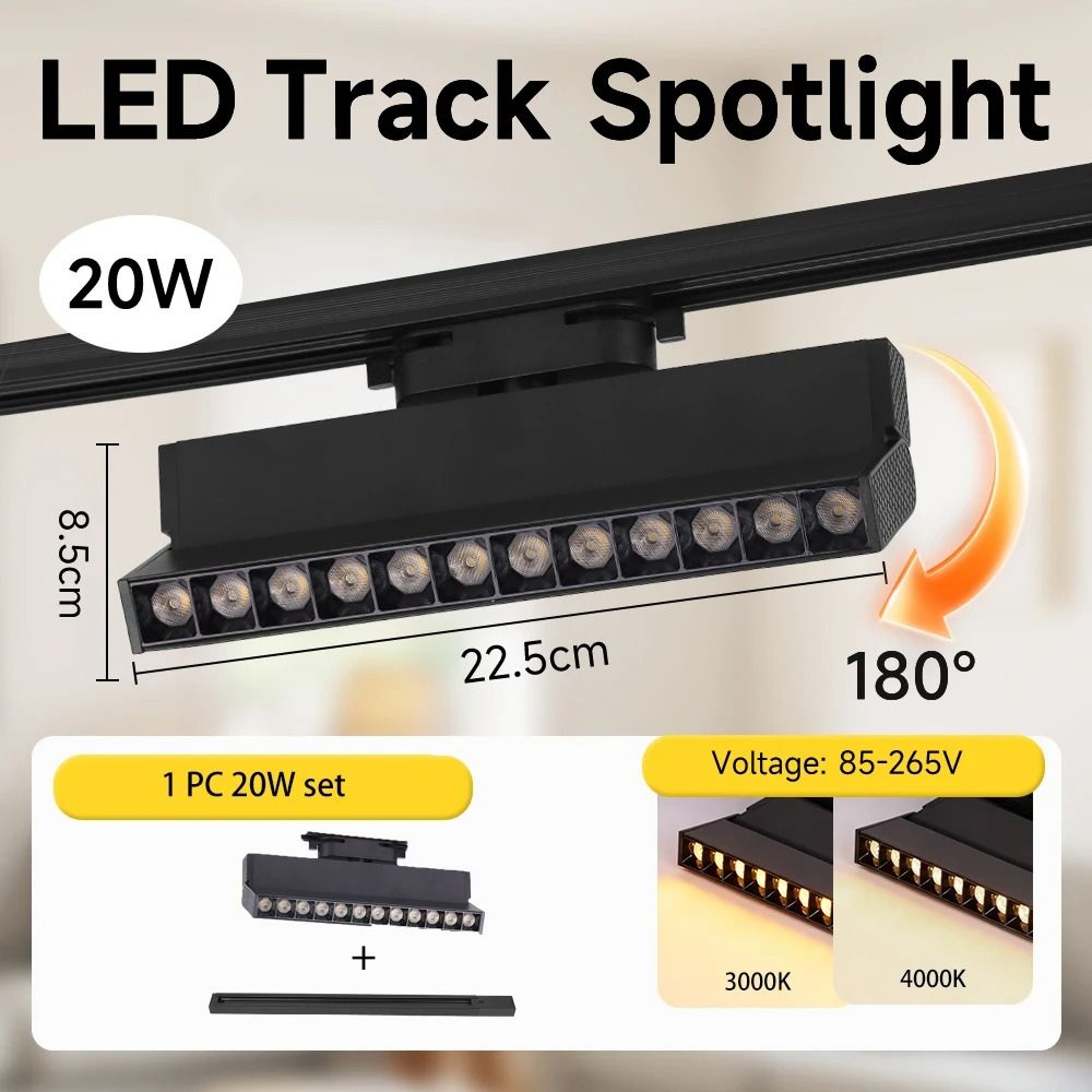 Adjustable Foldable LED Track Spotlight 85 To 265V Rail Lamp 10W 20W Ceiling Fixture Living Room Ga 12