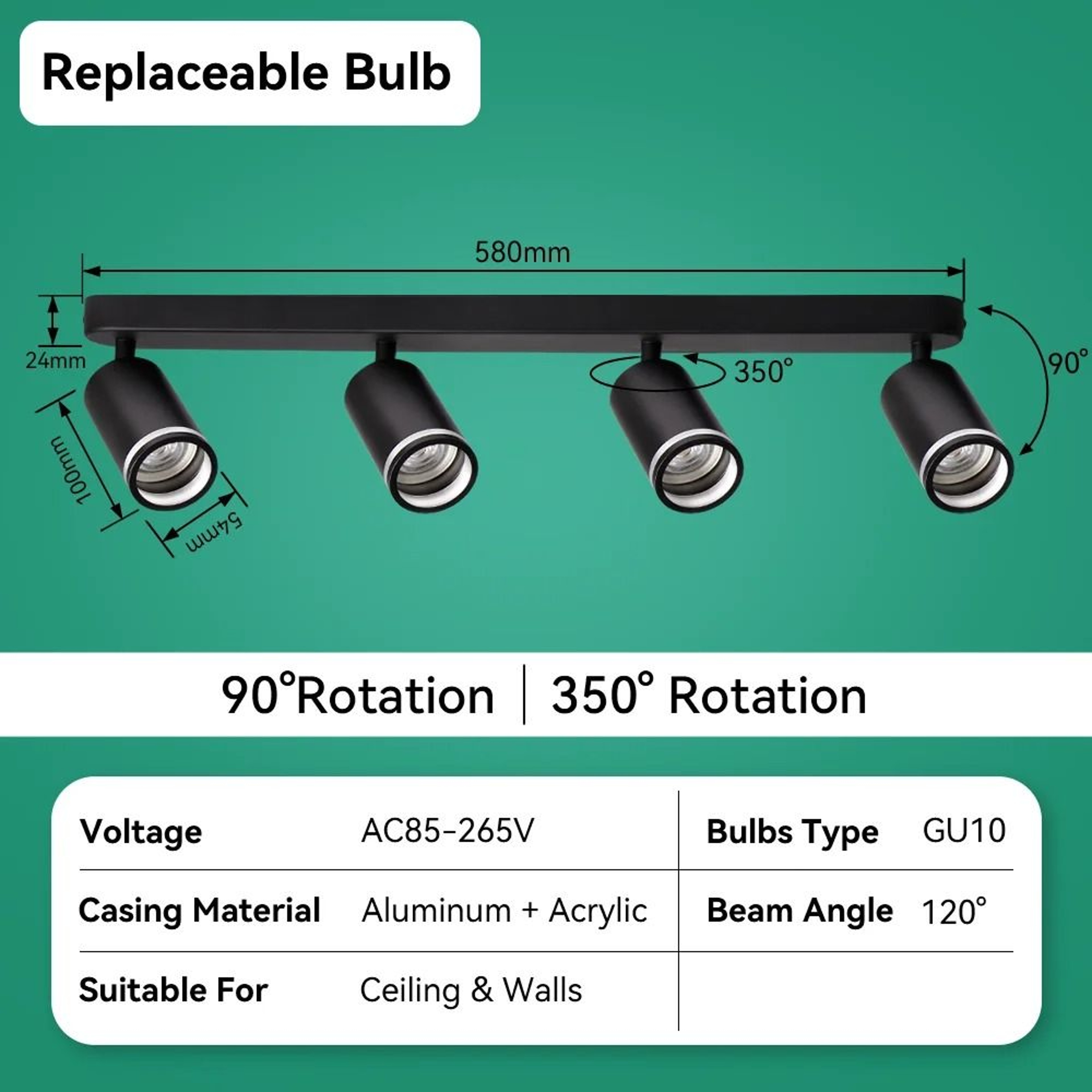 Adjustable LED Ceiling Pendant Spotlight Hanging Chandelier Dining Room Living Space Fixture – view 10