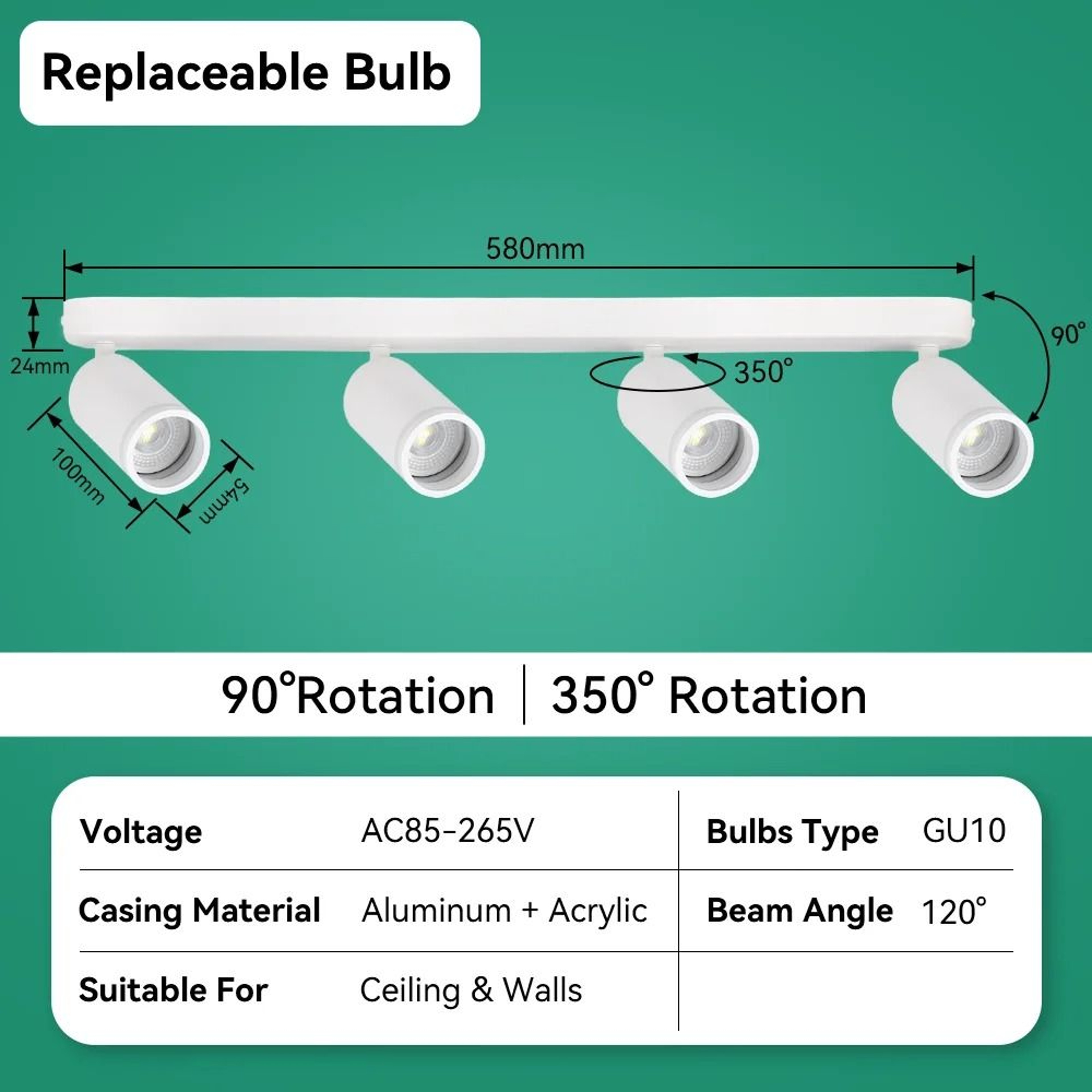 Adjustable LED Ceiling Pendant Spotlight Hanging Chandelier Dining Room Living Space Fixture – view 11