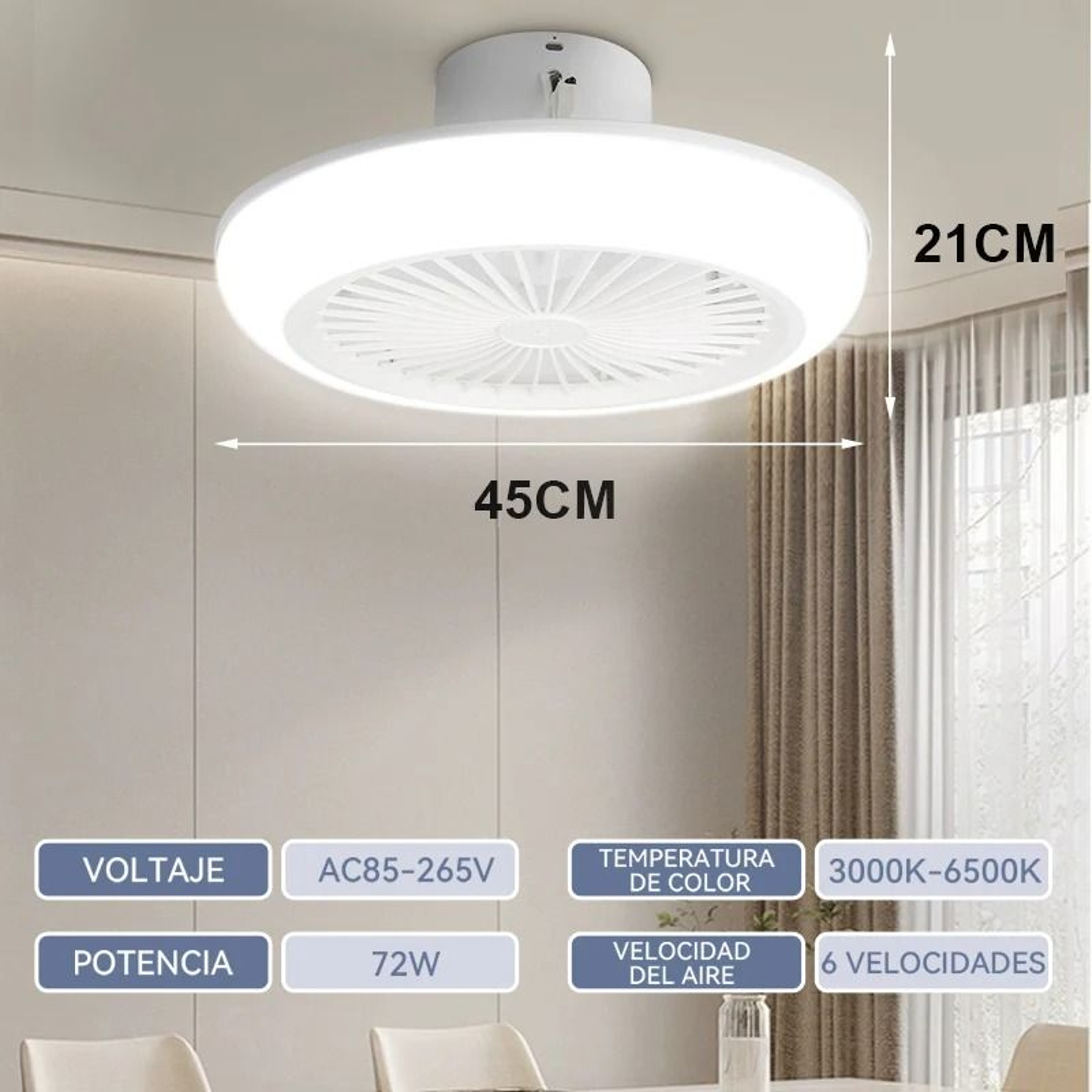 Silent Ceiling Fan LED Light Dimmable Remote Control Lamp 110 To 265V Bedroom Living Space Fixture 8