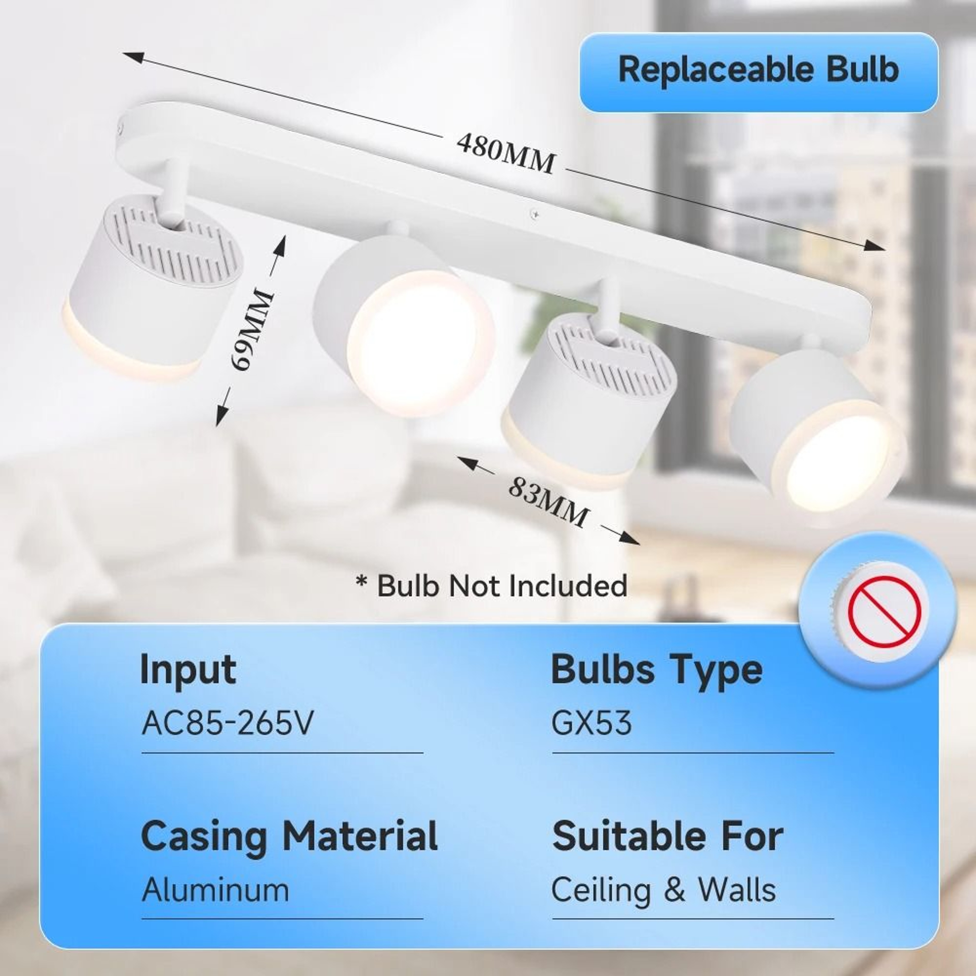 Surface Mount LED Ceiling Spotlight Replaceable Bulb Base 85 To 265V Downlight Living Room Bedroom  7