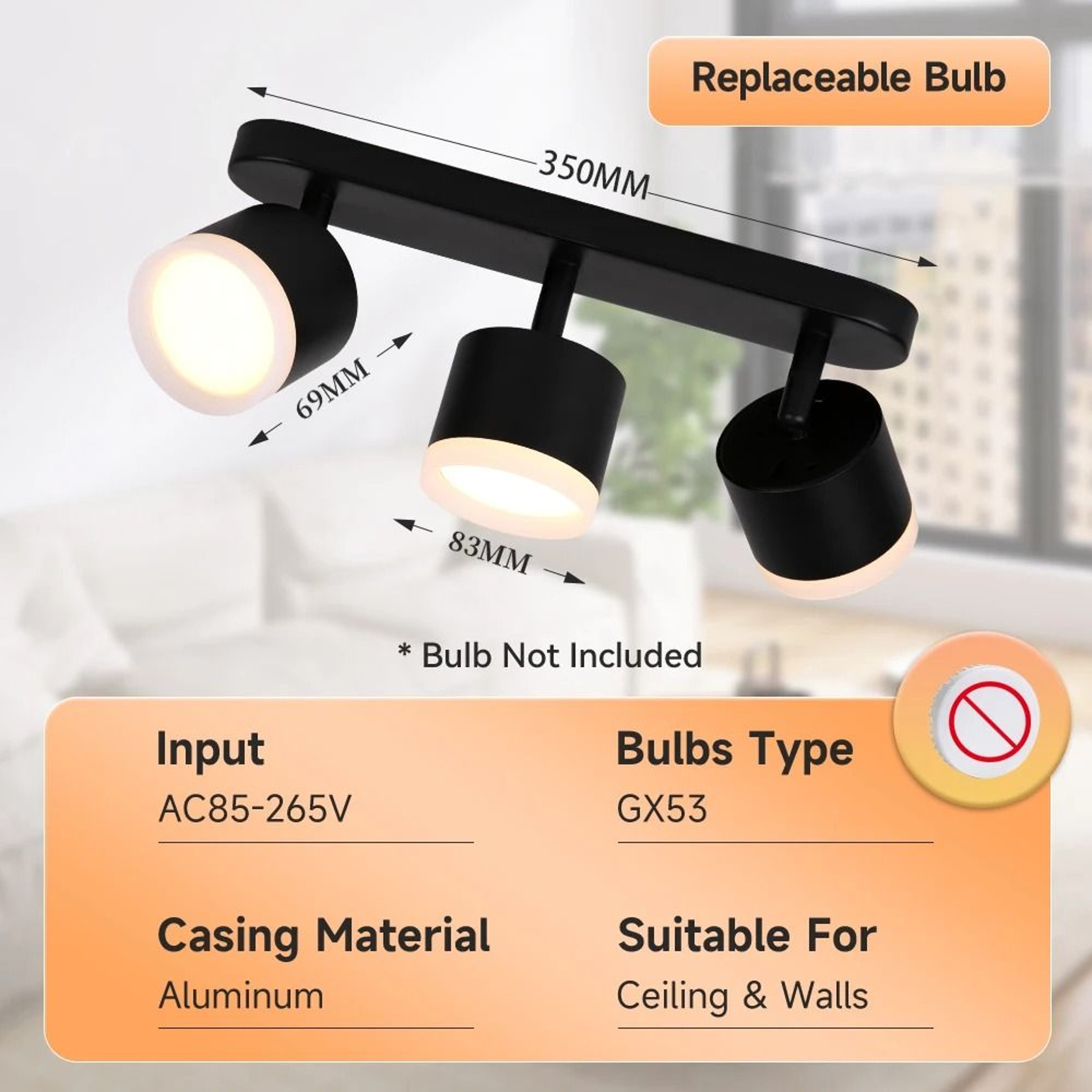 Surface Mount LED Ceiling Spotlight Replaceable Bulb Base 85 To 265V Downlight Living Room Bedroom  12