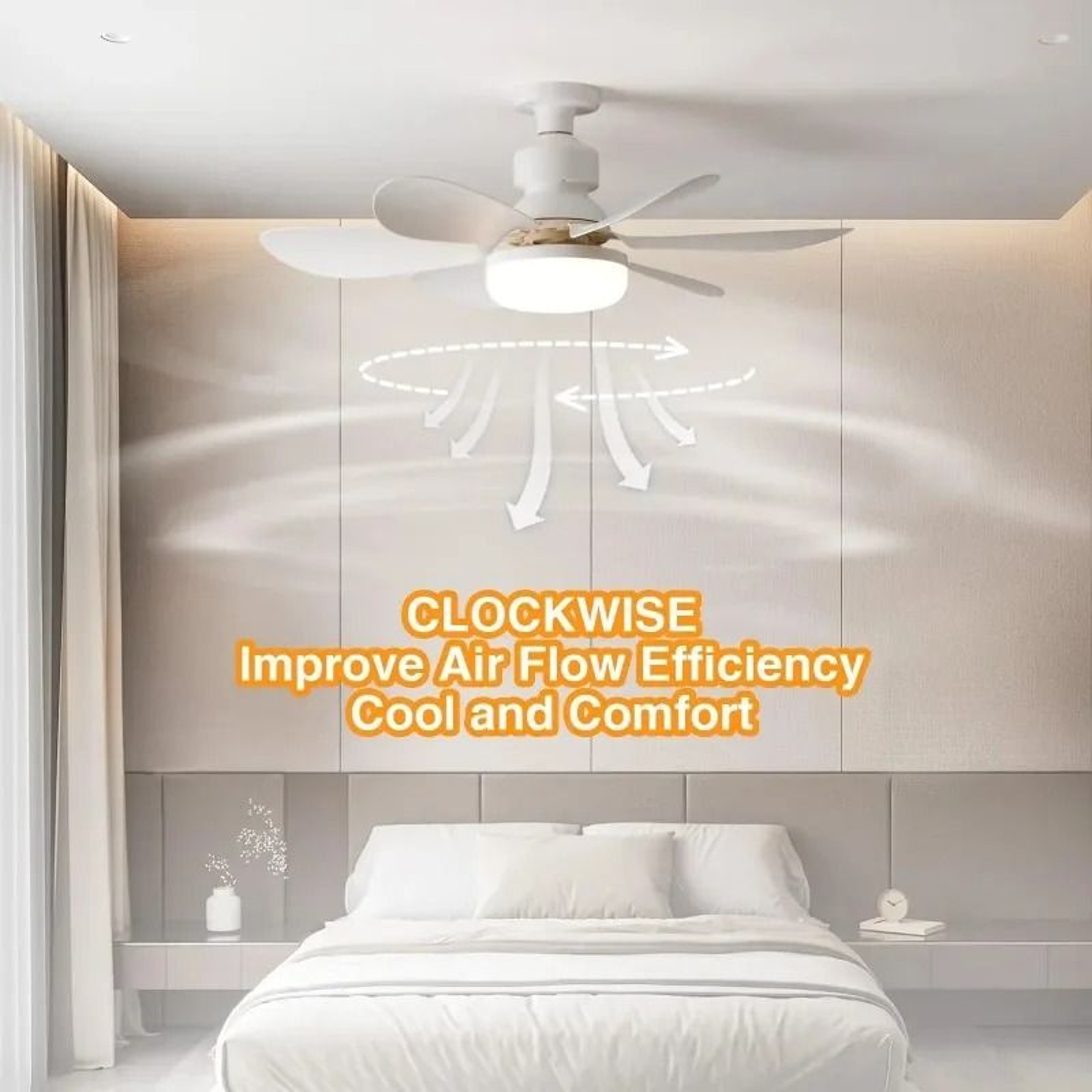 Screw In Ceiling Fan LED Light 30W 40W Remote Control Overhead Lamp Living Room Study Fixture 5