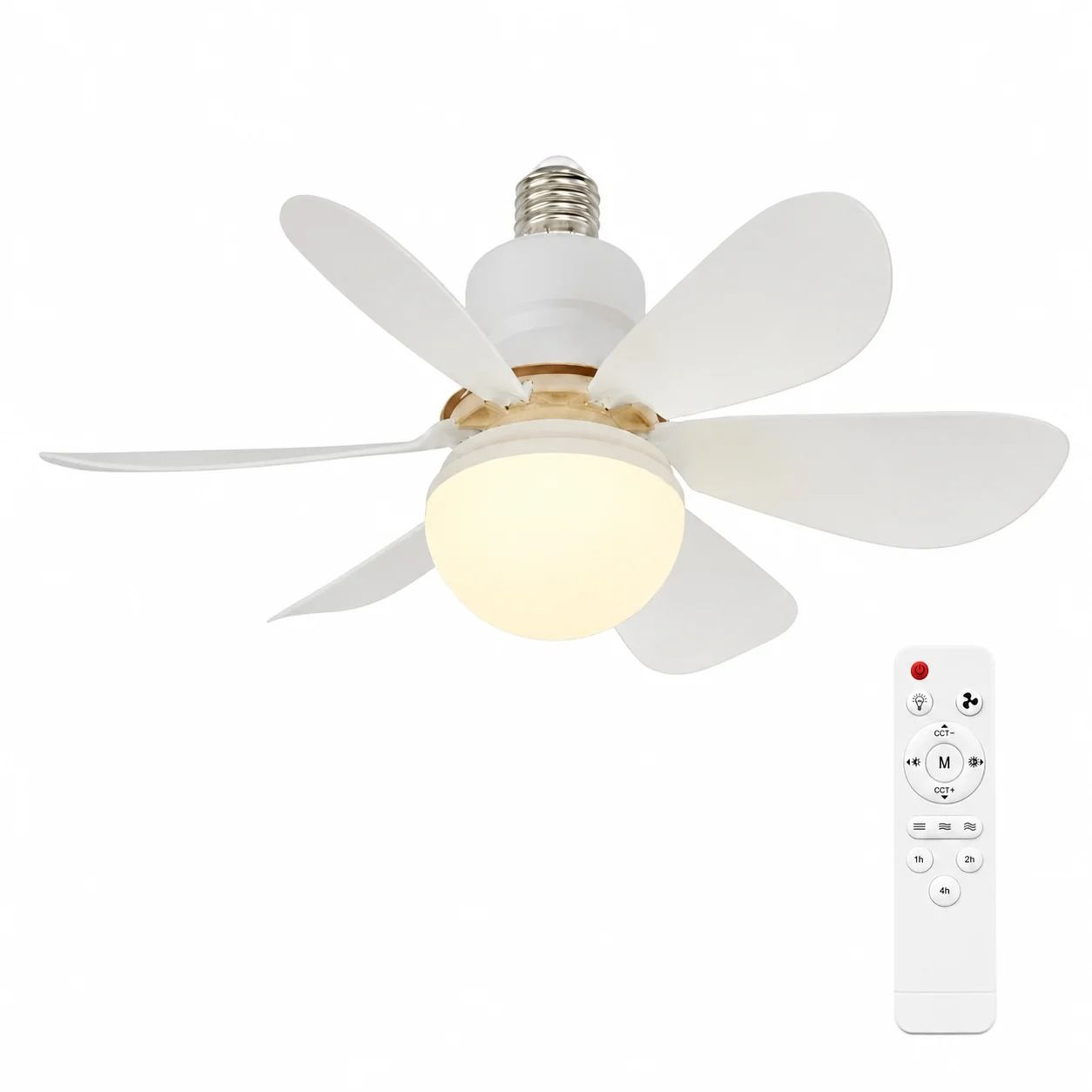 Screw In Ceiling Fan LED Light 30W 40W Remote Control Overhead Lamp Living Room Study Fixture 6