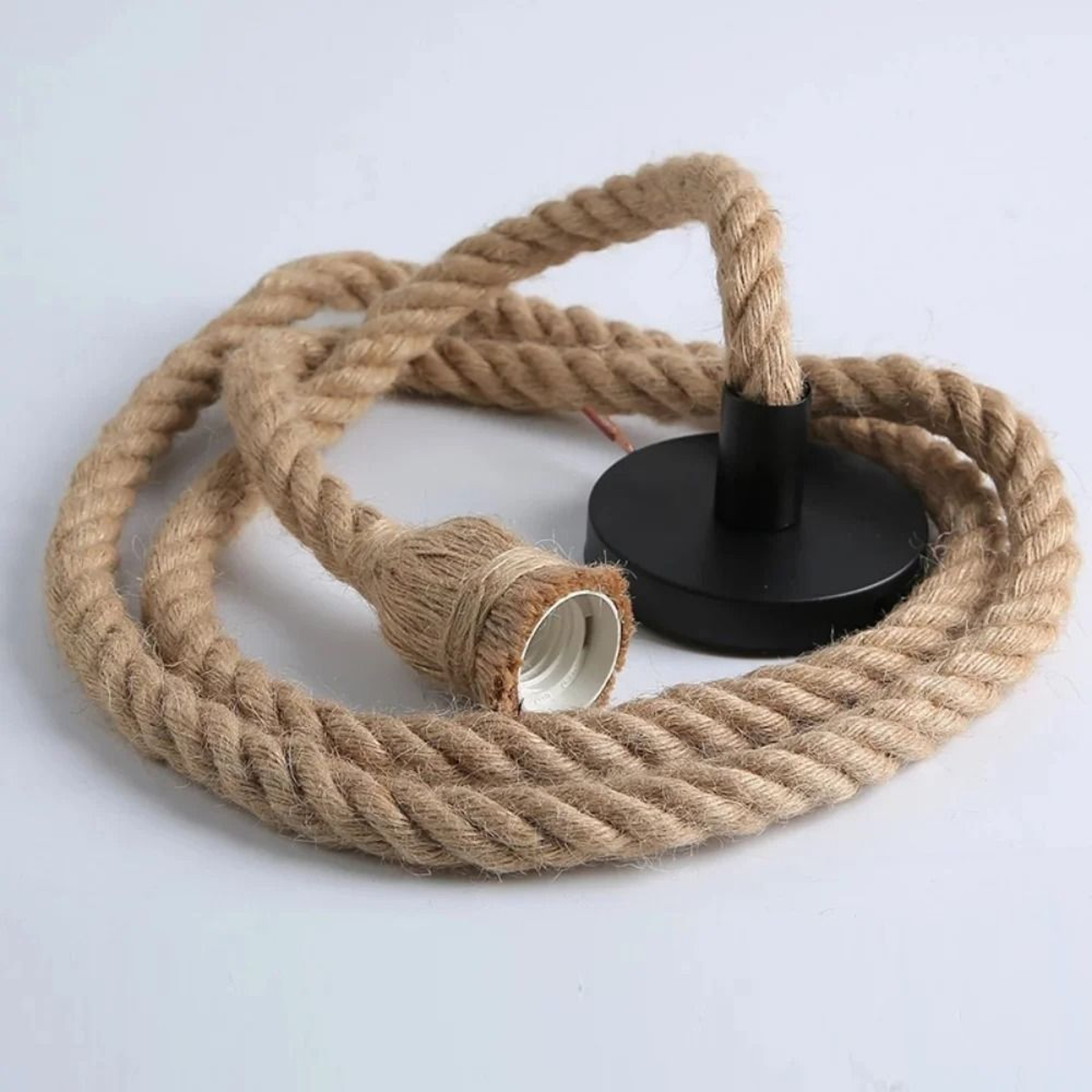 Rustic Hemp Rope Ceiling Pendant Light Vintage Edison Hanging Chandelier Lamp Loft Home Decor 3