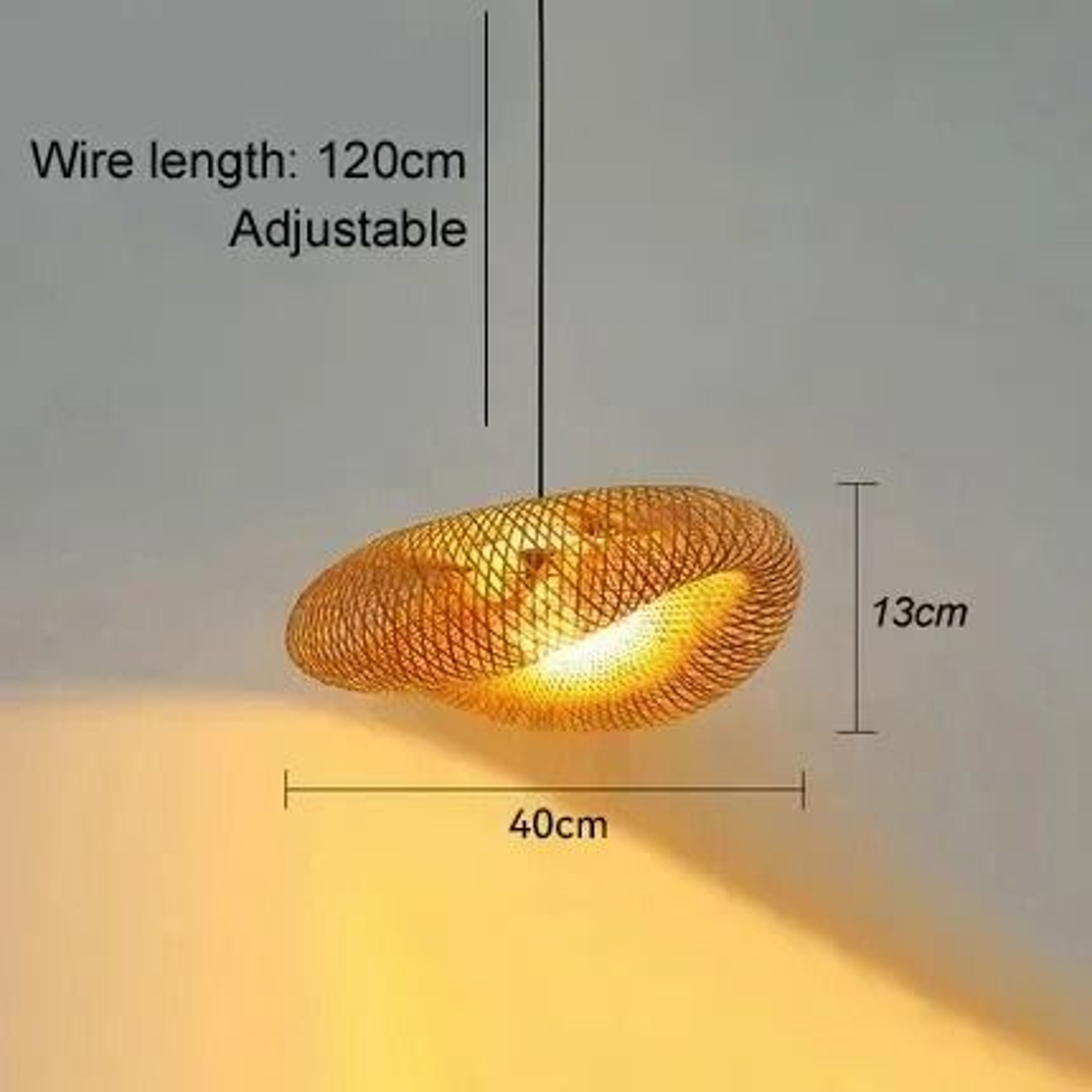 Handmade Bamboo Woven LED Pendant Light 157 Inch Diameter Vintage Hanging Chandelier Living Dining  6