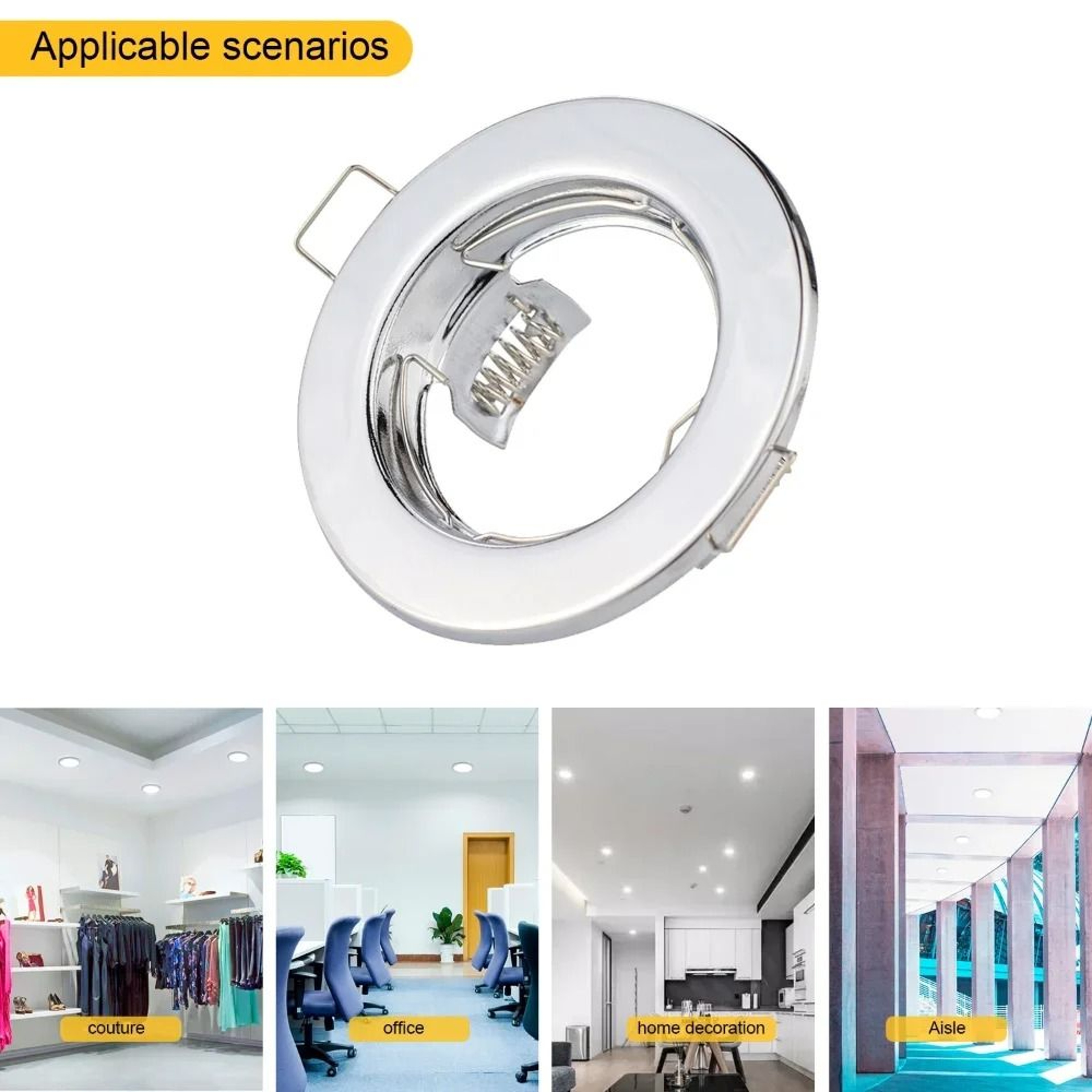 6 Pack Recessed Rotating LED Ceiling Spotlight Fixture Frame Round Gimbal Downlight Ring Set 1