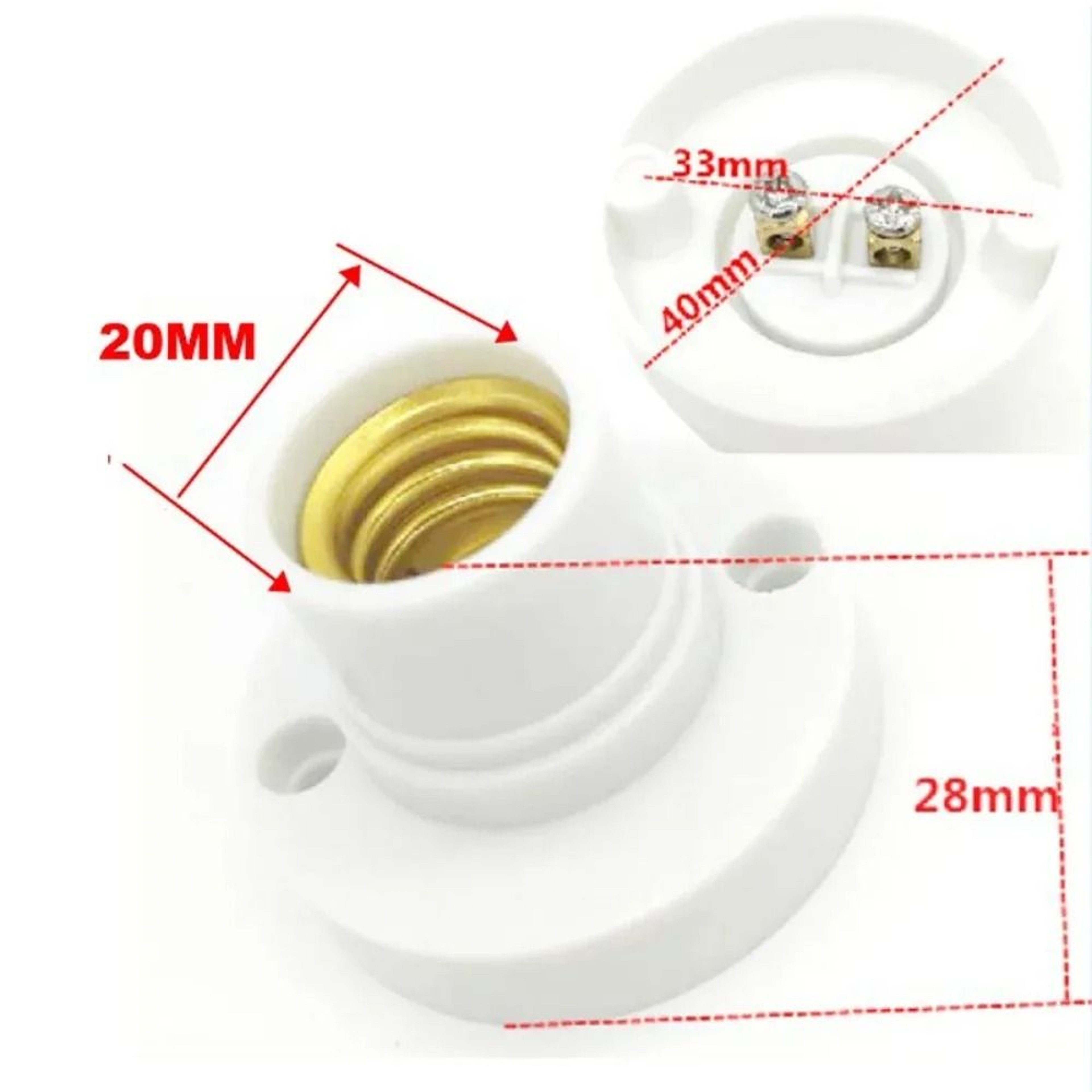 10 Pack Small Threaded Screw Bulb Socket Flat Lamp Holder Base 6A 220V DIY Lighting Adapter 1