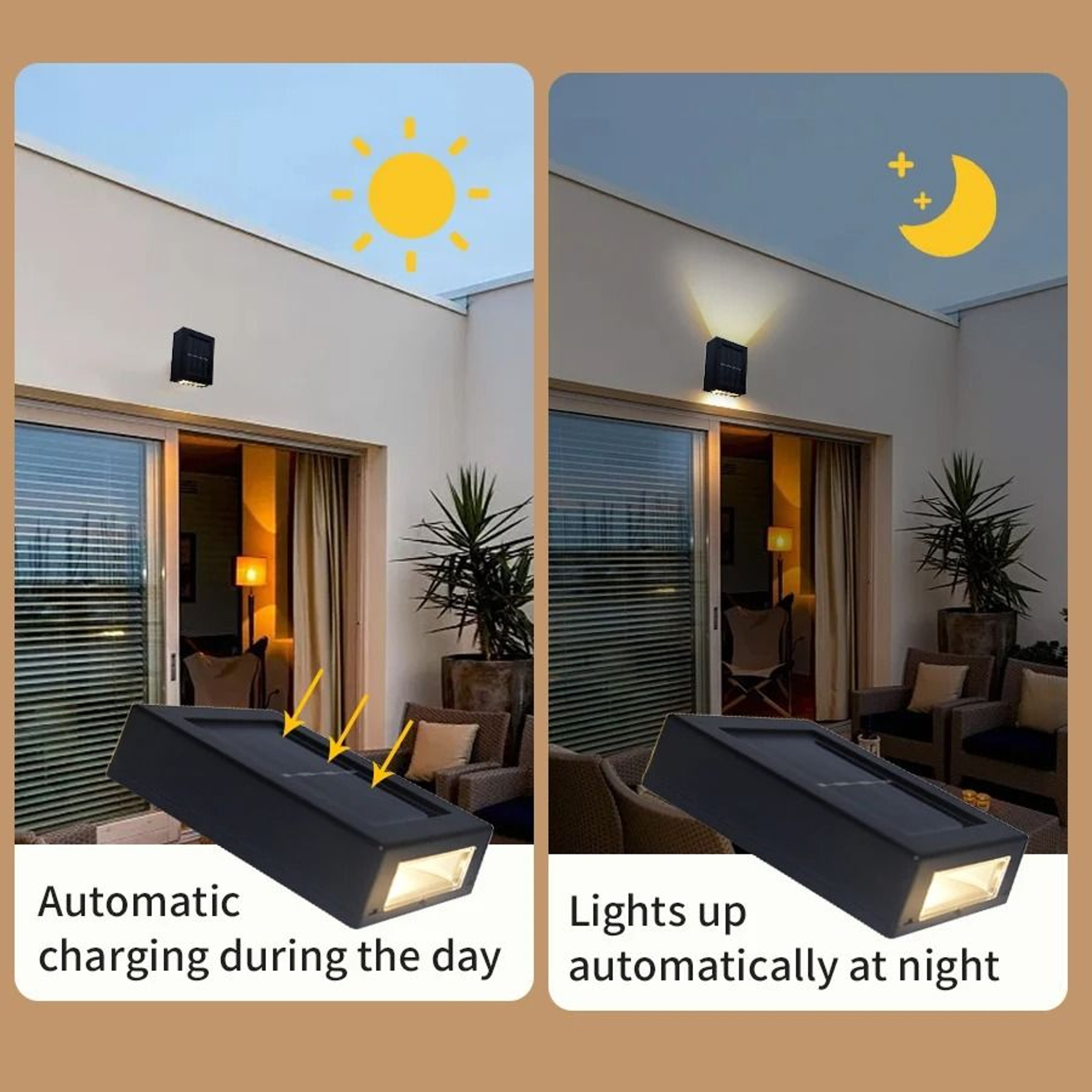 Solar Up And Down Outdoor Wall Light Dual Beam Waterproof Spot Lamp Balcony Garden Porch Street Dec 3